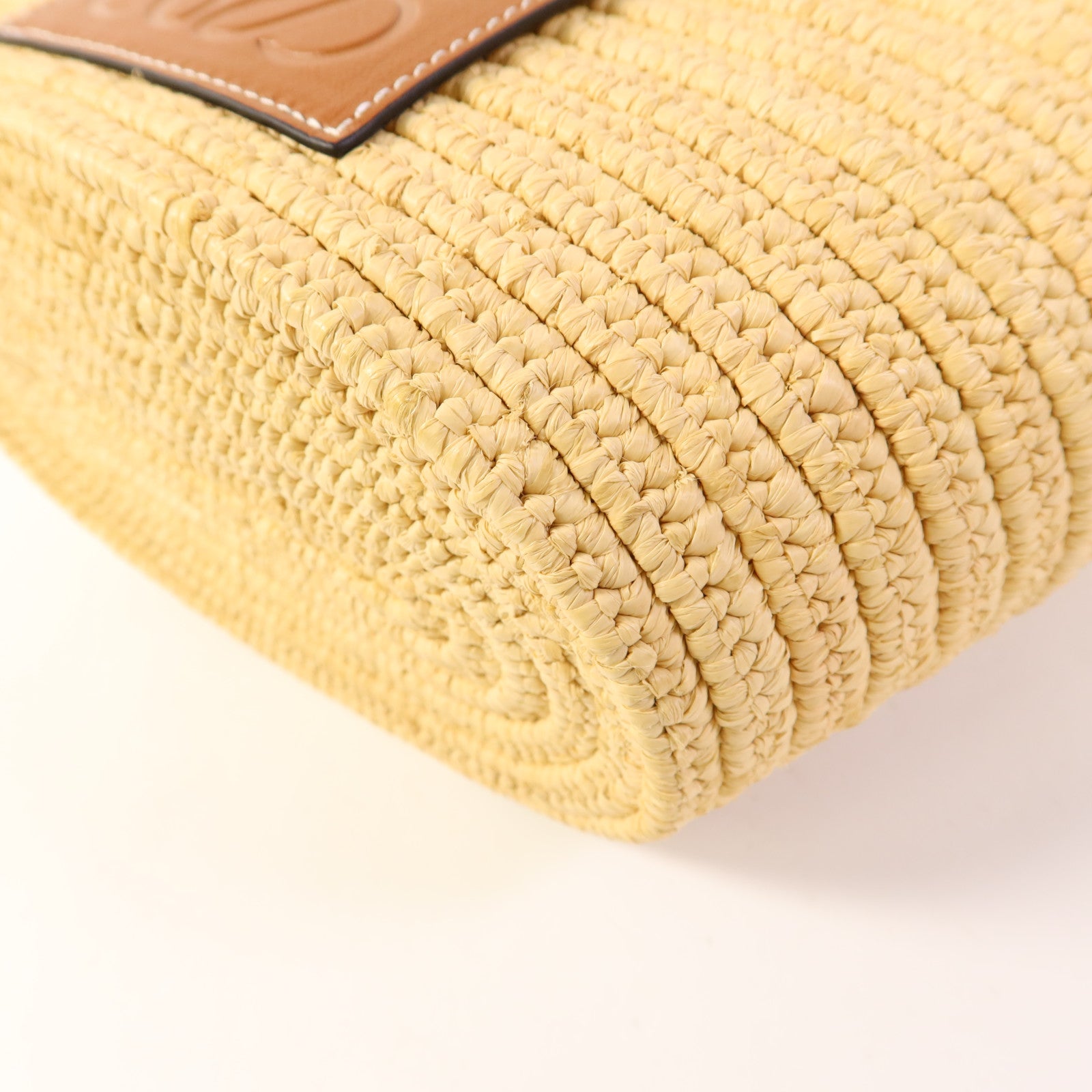 LOEWE 酒椰/牛皮皮革Small Elephant Basket Bag銀扣肩背袋/手挽袋