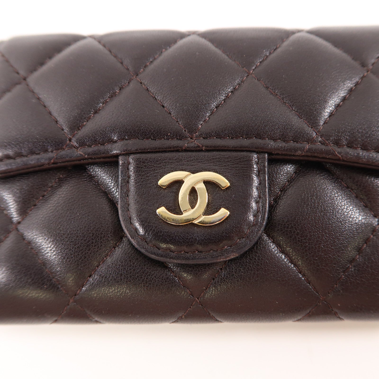 CHANEL 牛皮皮革Card Case金扣卡片套黑色