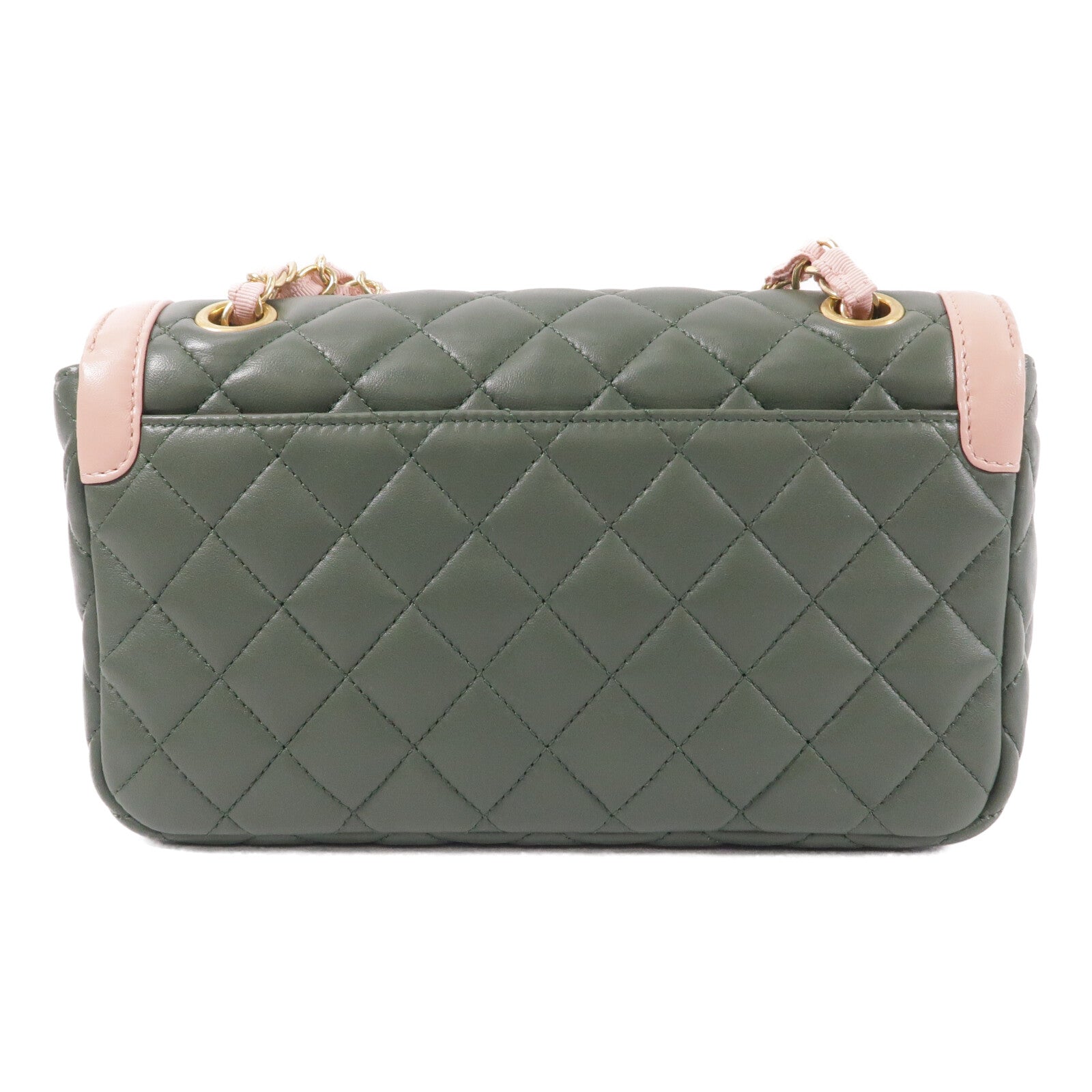CHANEL 羊皮皮革Two-Tone Cuba Flap Bag鏈帶肩背袋