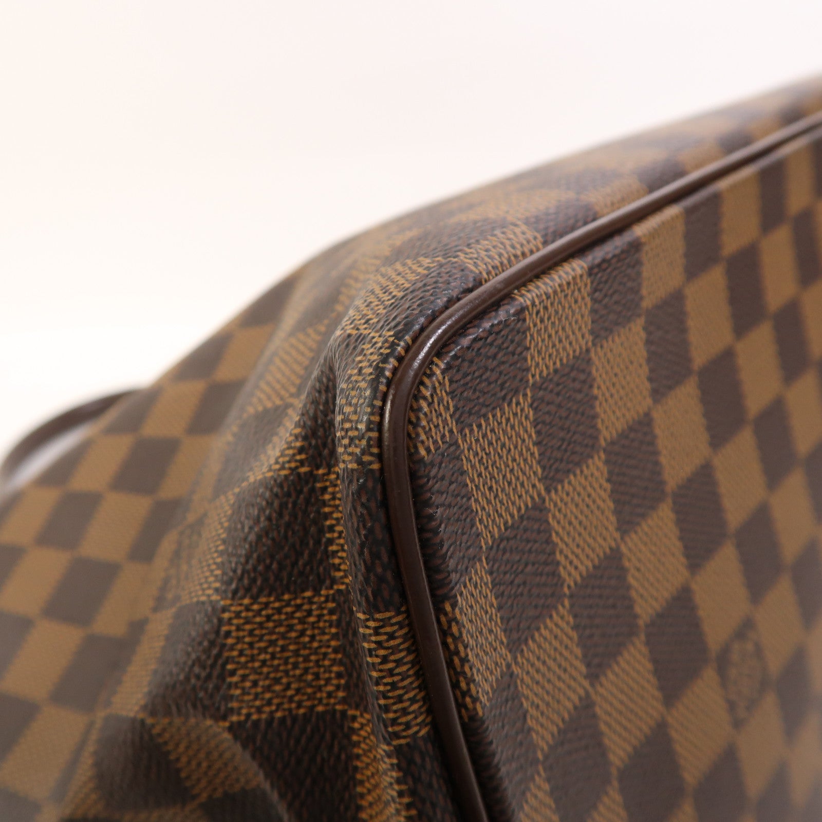 LOUIS VUITTON Damier Saleya MM金扣肩背袋/手挽袋棕色
