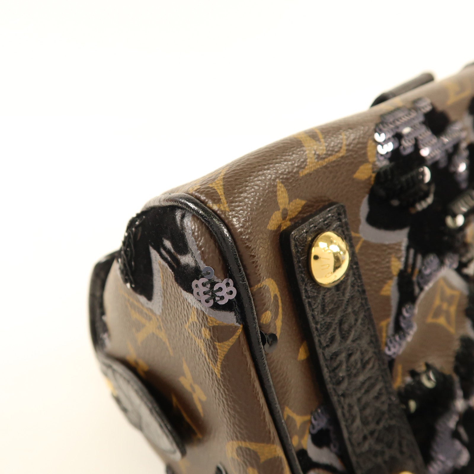 LOUIS VUITTON Monogram Fleur de Jais Carrousel金扣手挽袋