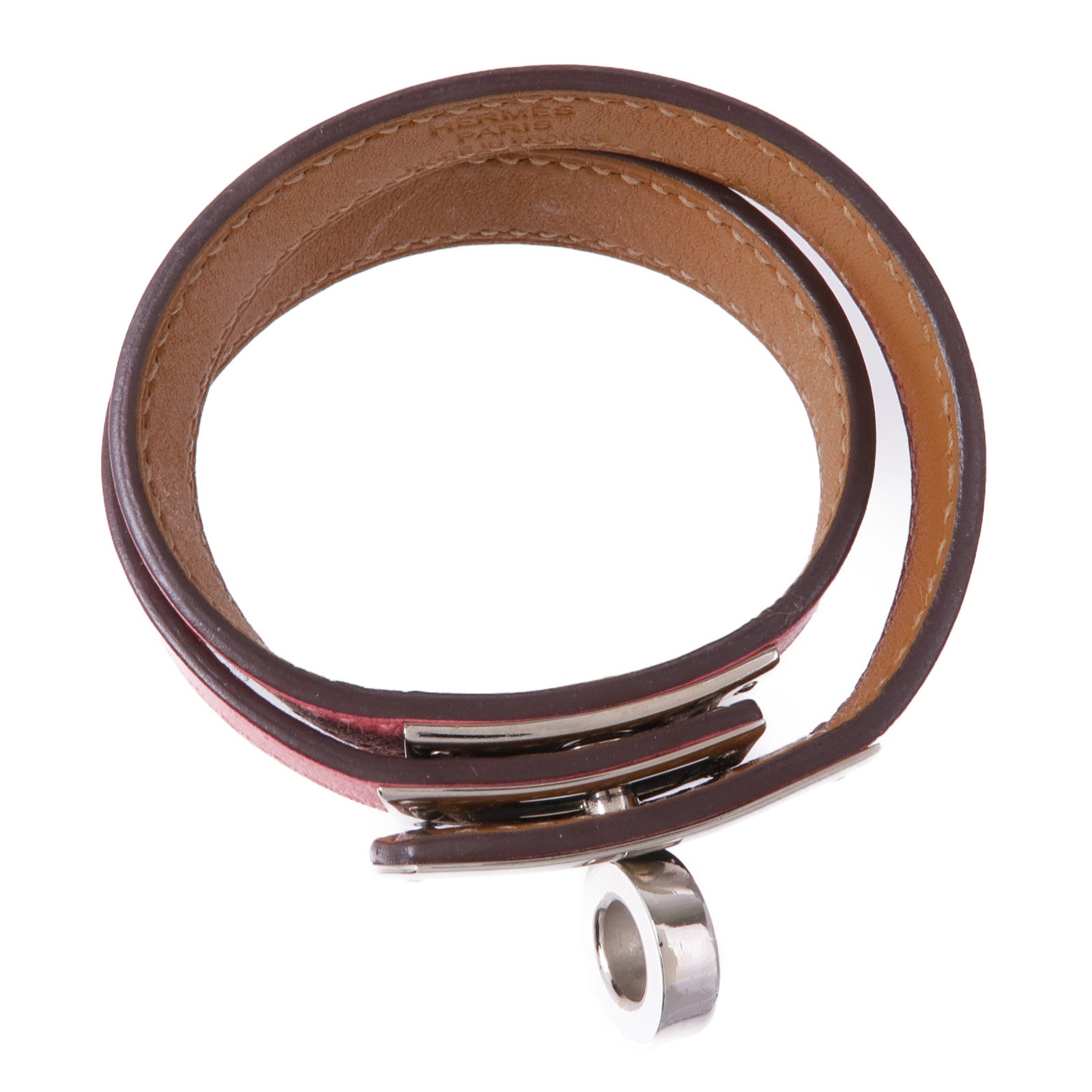 HERMES Swift皮革Kelly Double Tour Bracelet銀扣手帶