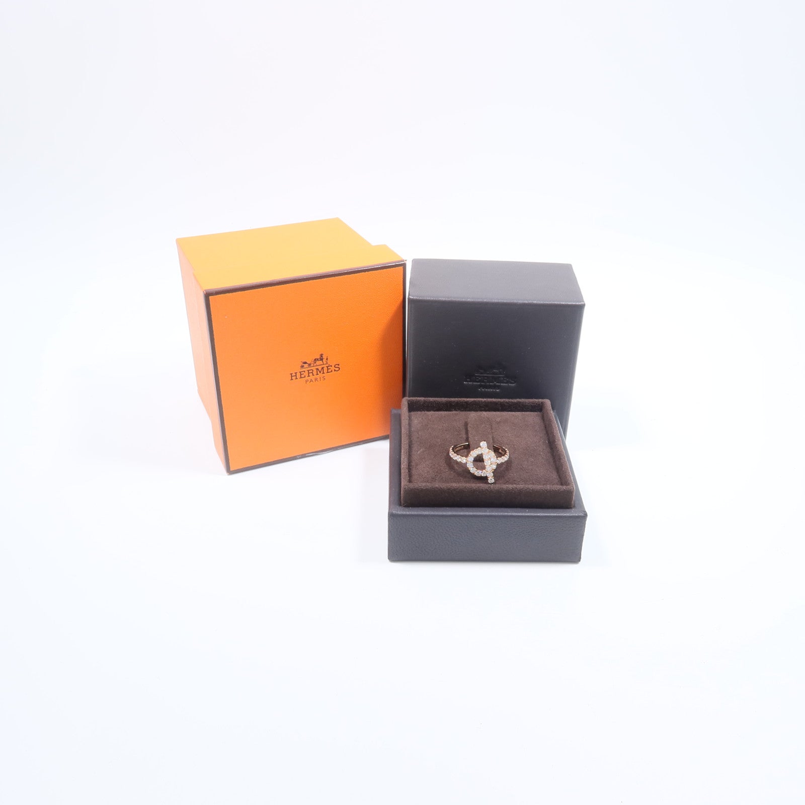 HERMES 18K玫瑰金Finesse Ring鑽石戒指