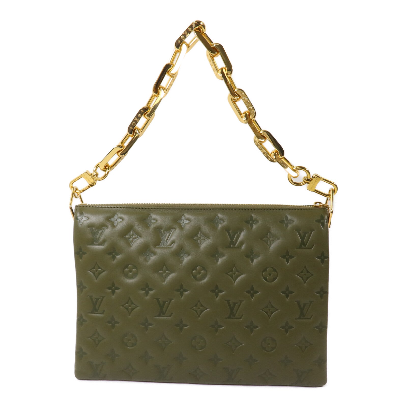 LOUIS VUITTON Monogram Embossed Coussin MM鏈帶手挽肩背兩用袋