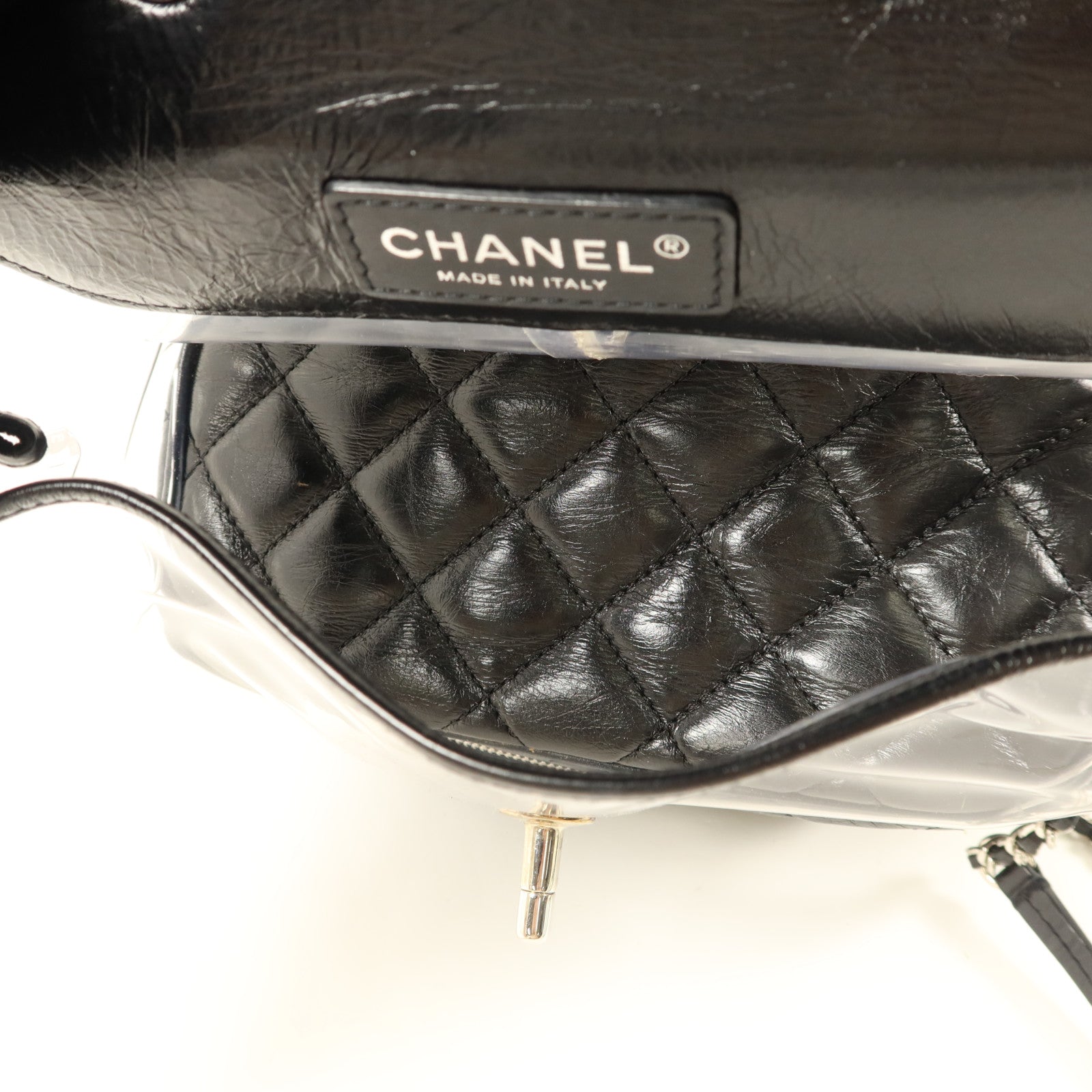 CHANEL PVC/牛皮皮革Shoulder Bag銀扣肩背袋