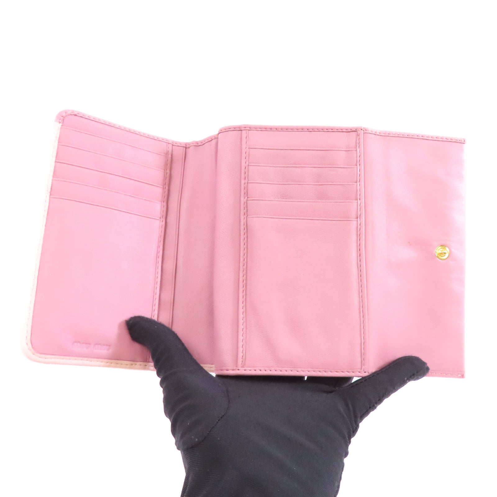 Miu Miu 羊皮皮革Wallet金扣錢包粉紅色