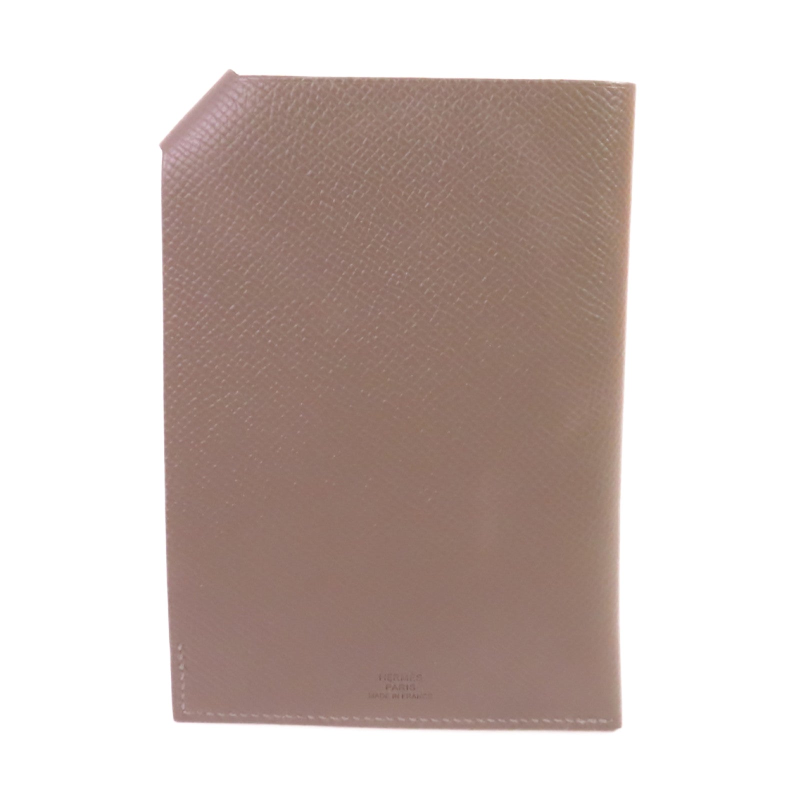 HERMES Clemence皮革Passport Holder銀扣護照套Etain錫灰色