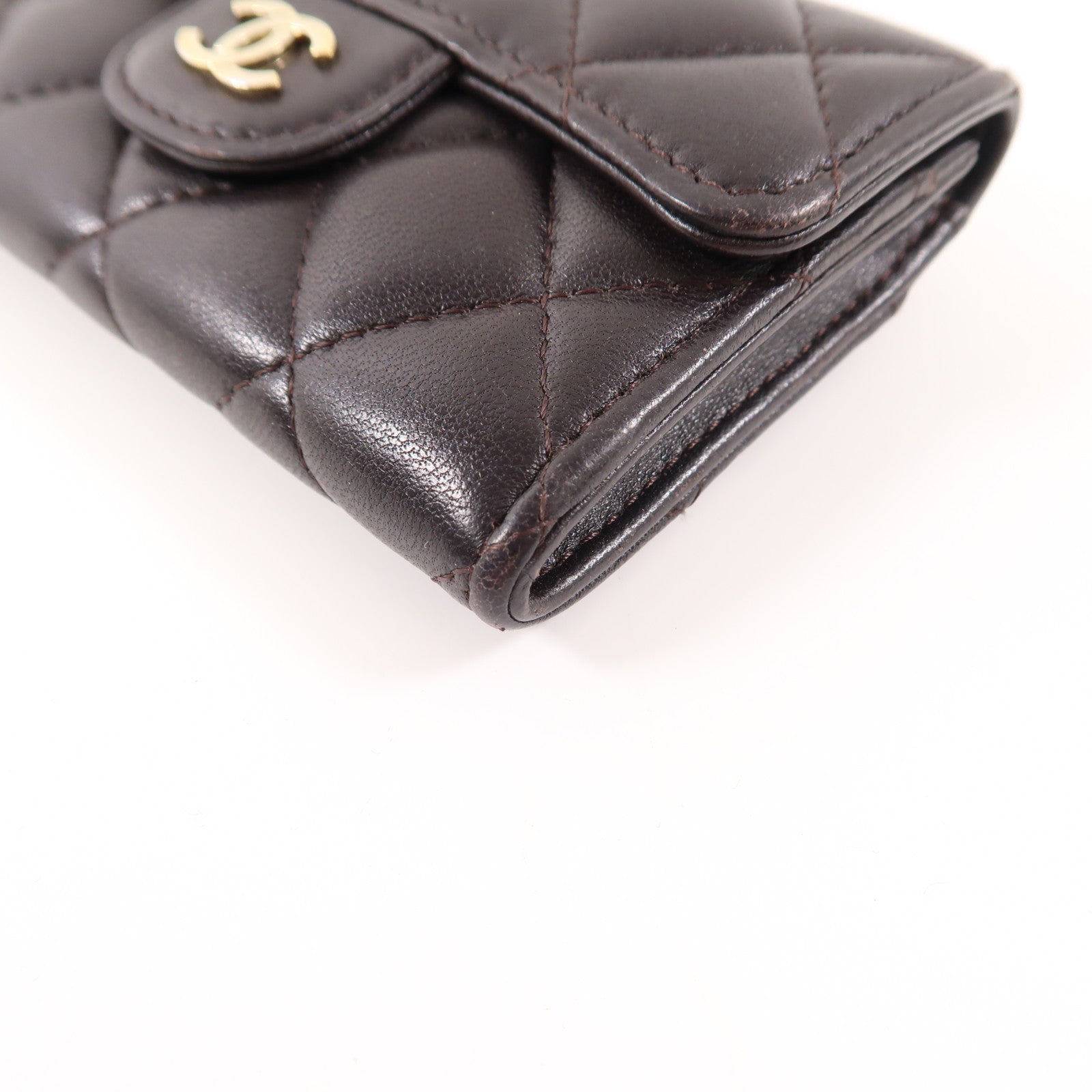CHANEL 牛皮皮革Card Case金扣卡片套黑色
