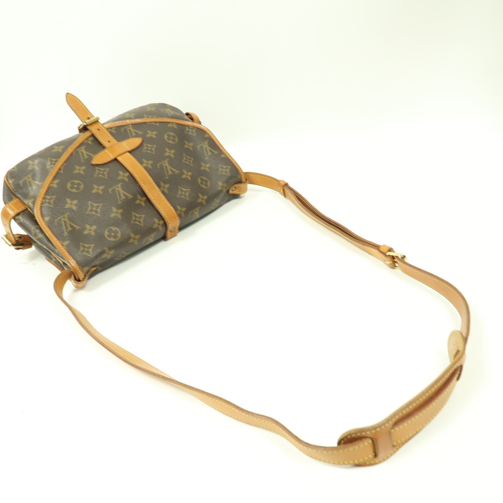 LOUIS VUITTON Monogram Saumur 30金扣肩背袋啡色