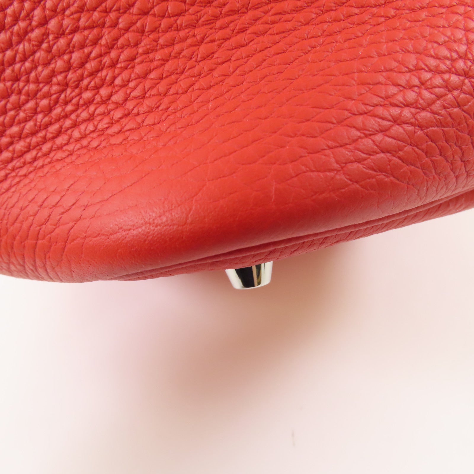 HERMES 【激減優惠】Clemence皮革Picotin MM銀扣手挽袋Rouge Tomate