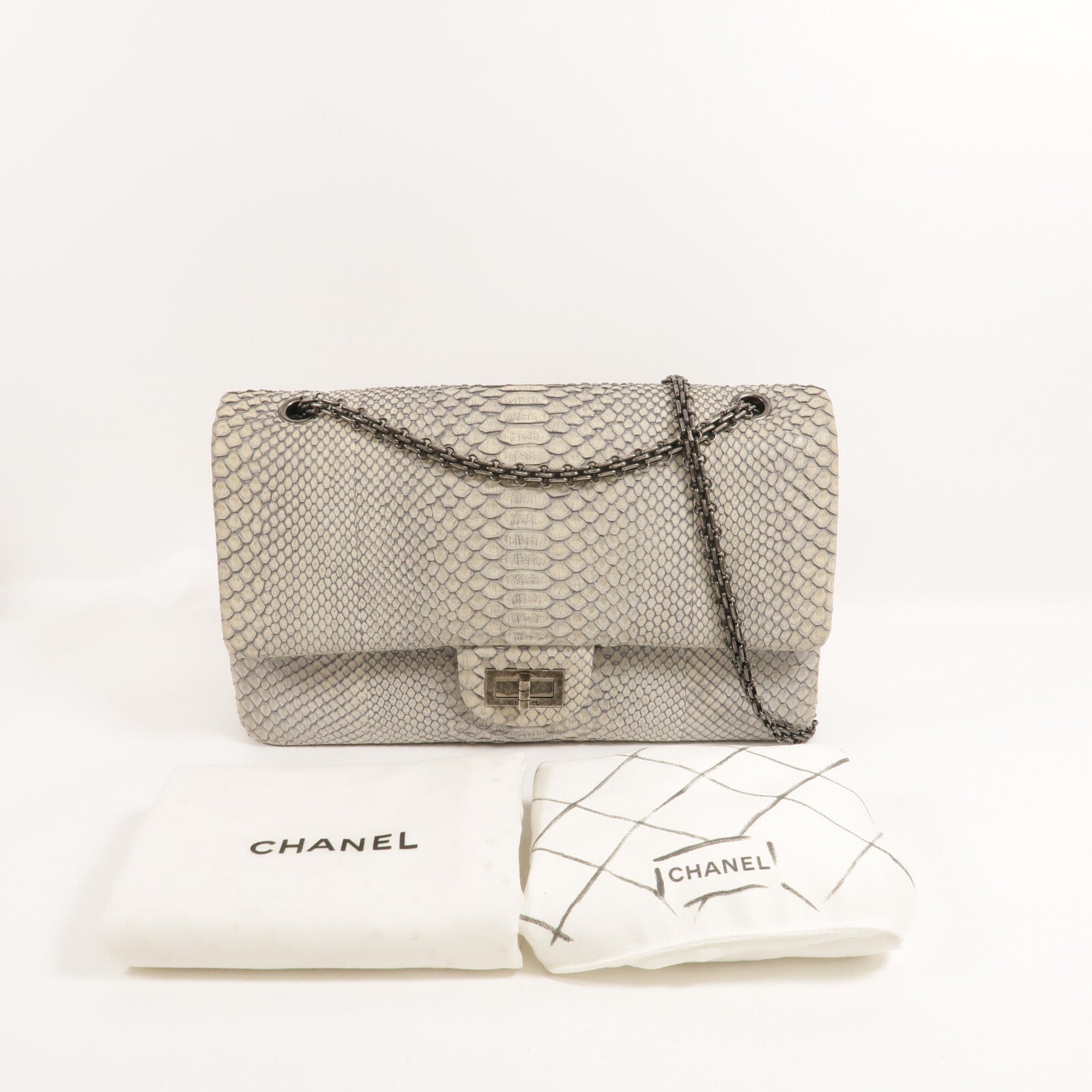 CHANEL 蛇皮皮革2.55 Reissue鏈帶肩背袋