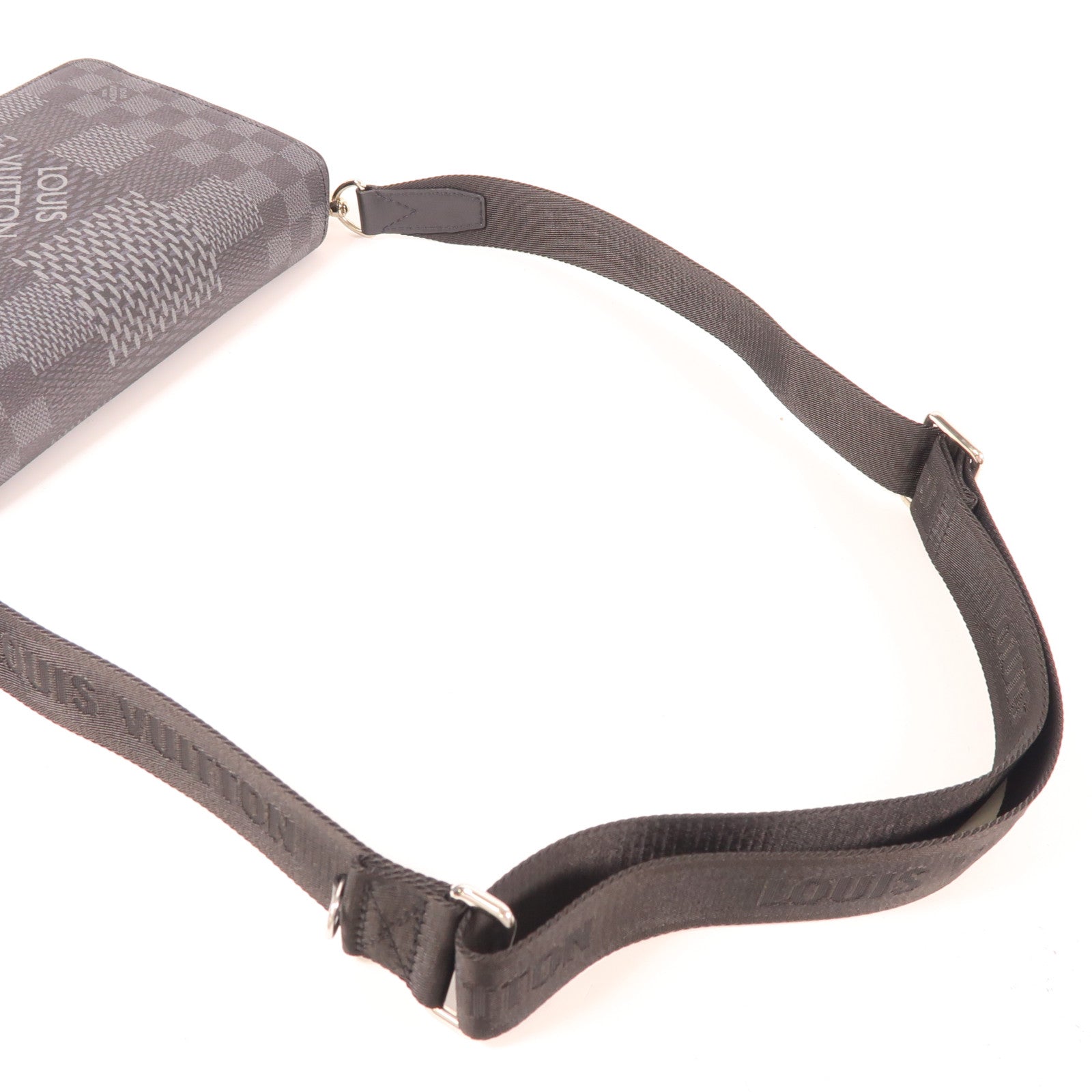 LOUIS VUITTON Damier Graphite Studio Messenger銀扣肩背袋黑色