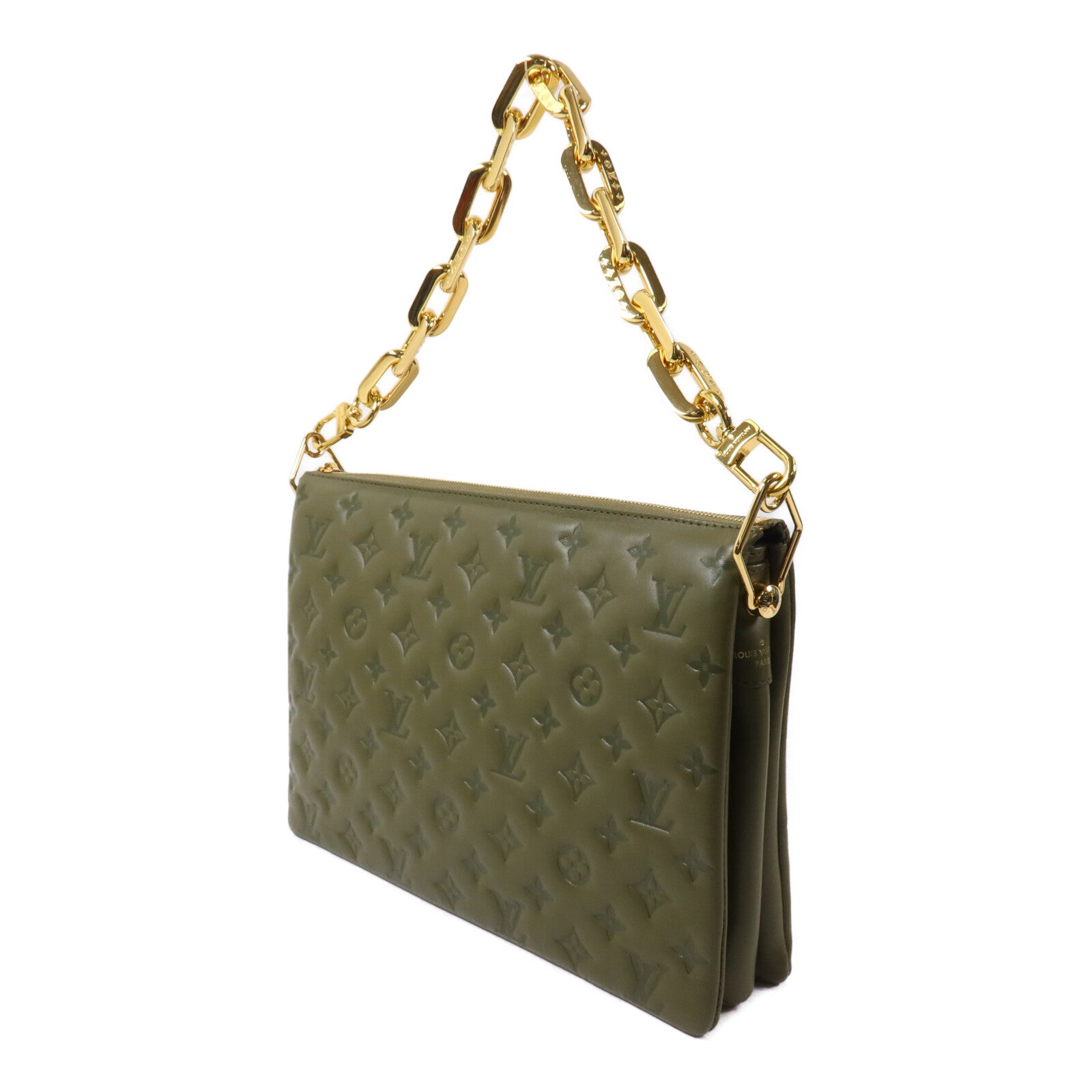 LOUIS VUITTON Monogram Embossed Coussin MM鏈帶手挽肩背兩用袋