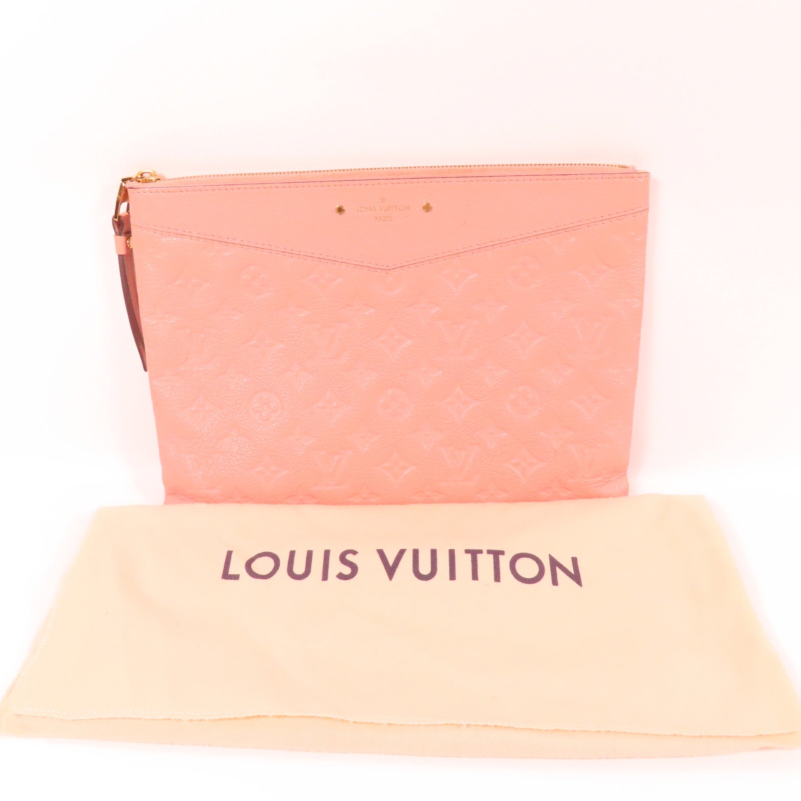 LOUIS VUITTON LV GHW Daily Pouch Clutch Bag M62938 Monogram Empreinte Pink