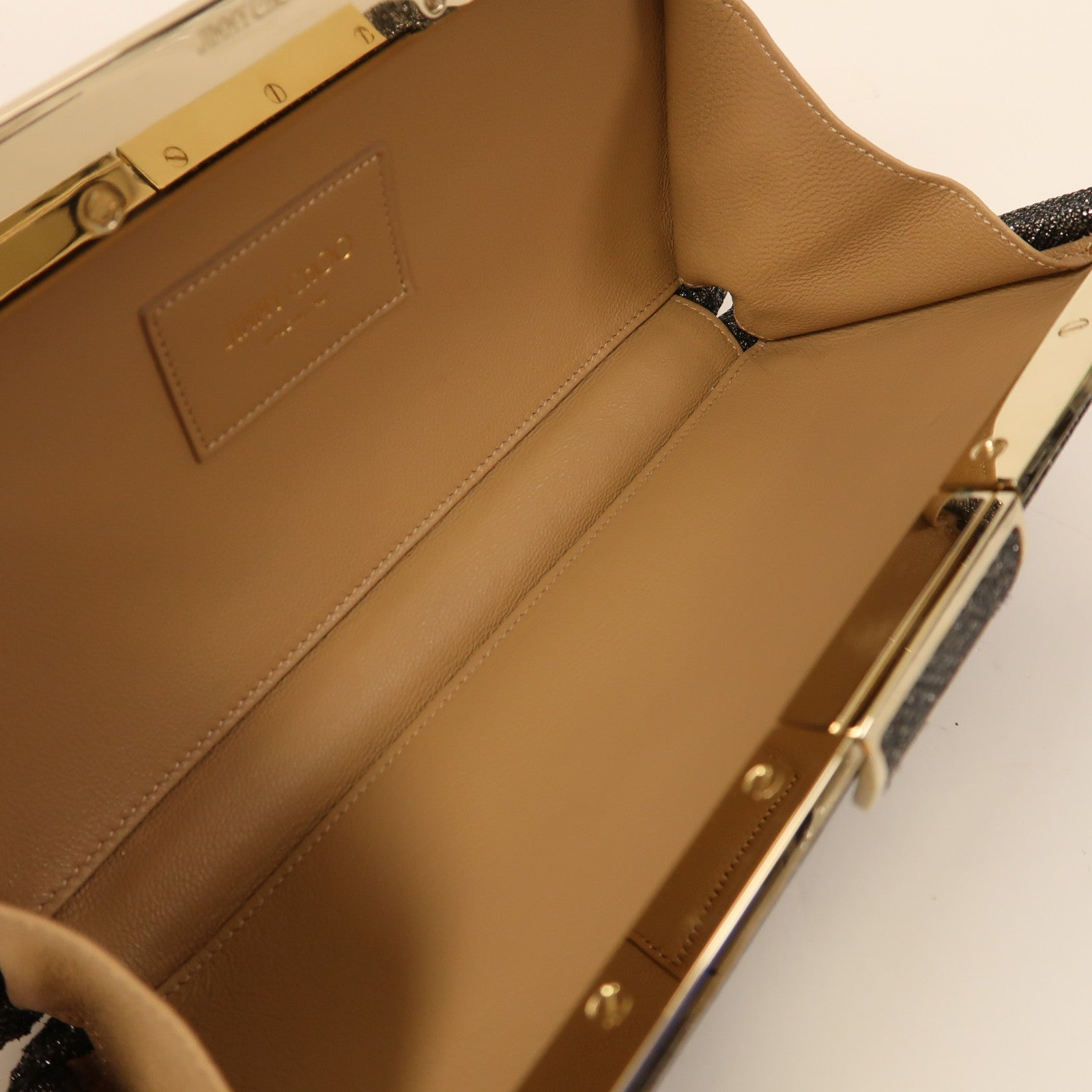 JIMMY CHOO 布料Ellipse Glitter Clutch bag金扣鏈帶肩背袋銀色
