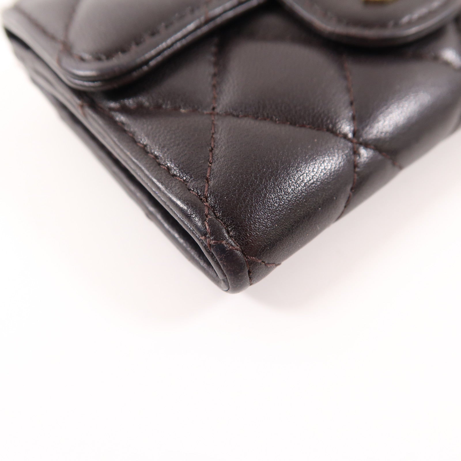 CHANEL 牛皮皮革Card Case金扣卡片套黑色
