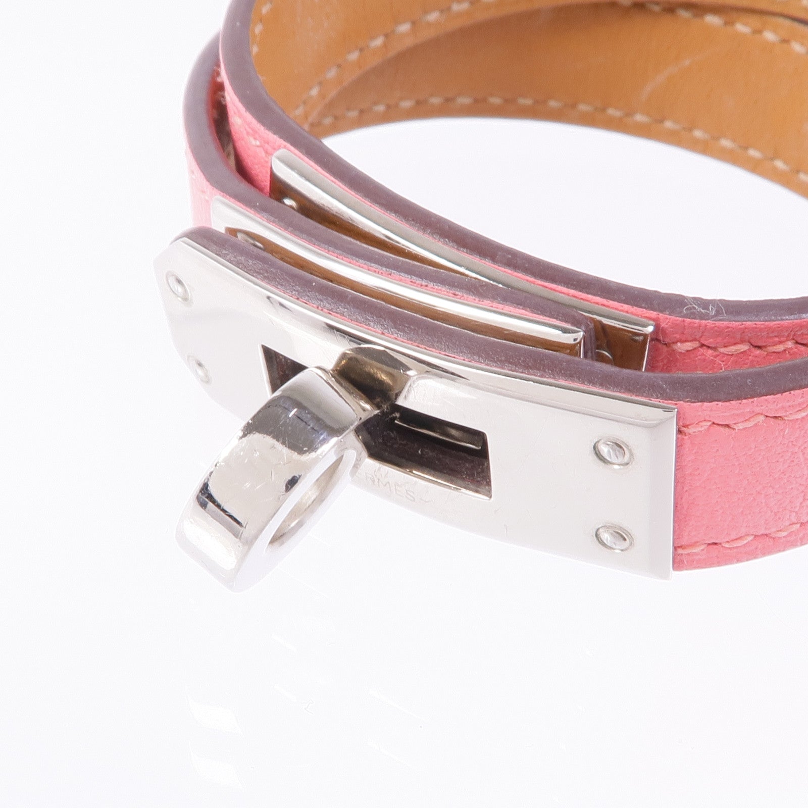 HERMES Swift皮革Kelly Double Tour Bracelet銀扣手帶