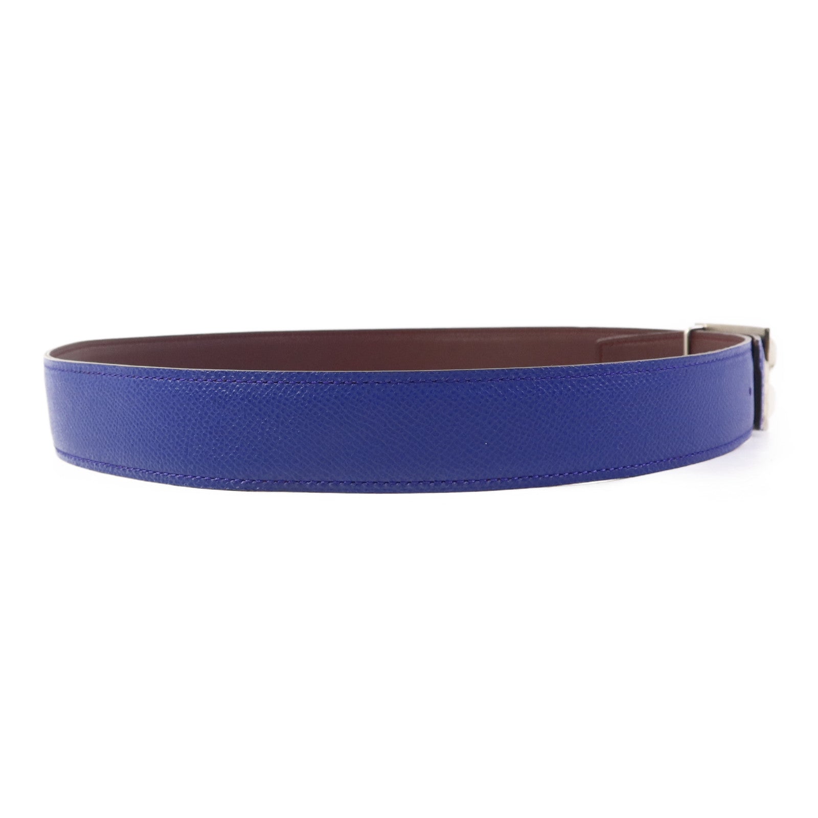 HERMES 【激減優惠】Epsom皮革Collier de Chein Belt銀扣皮帶