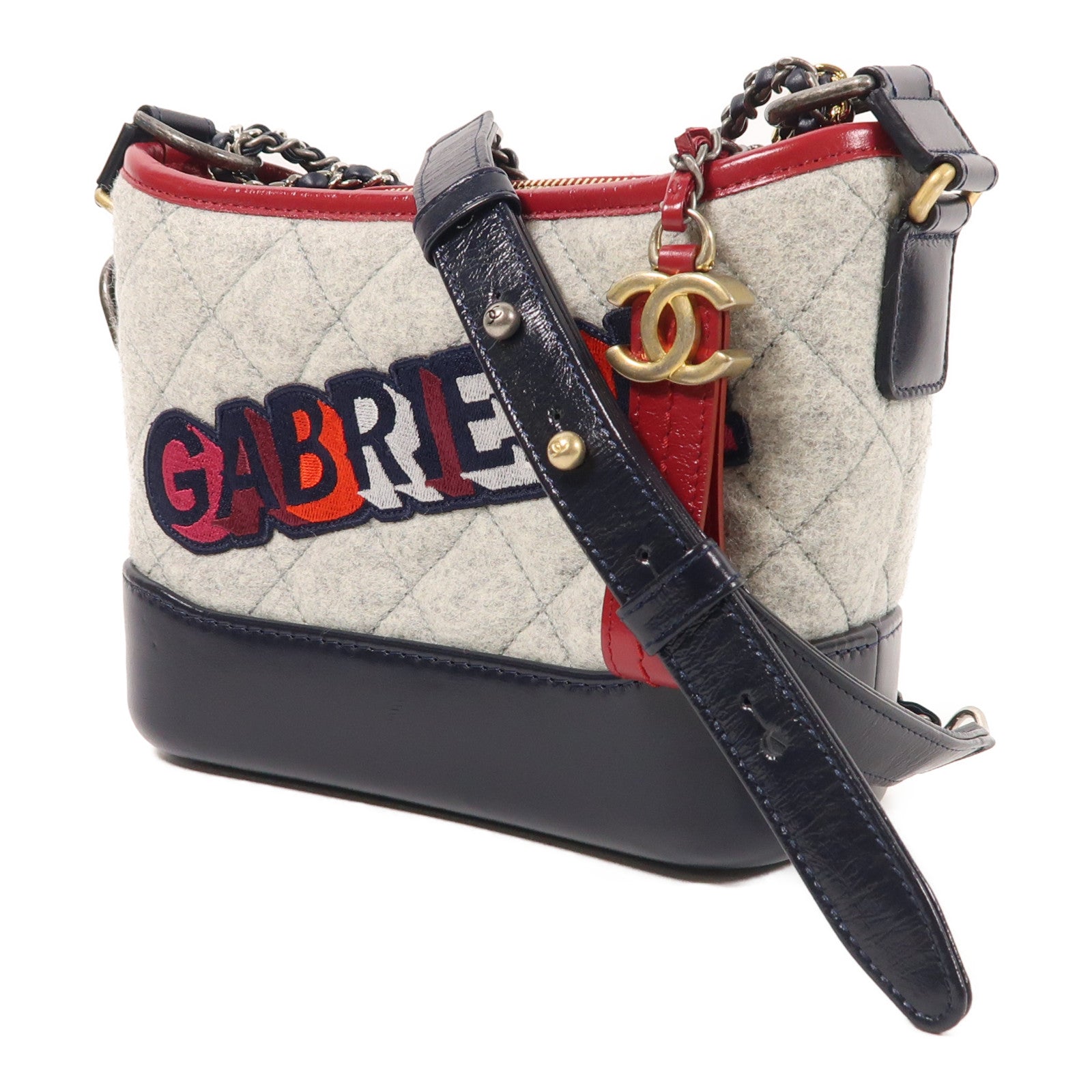 CHANEL Felt Gabrielle Small鏈帶肩背袋