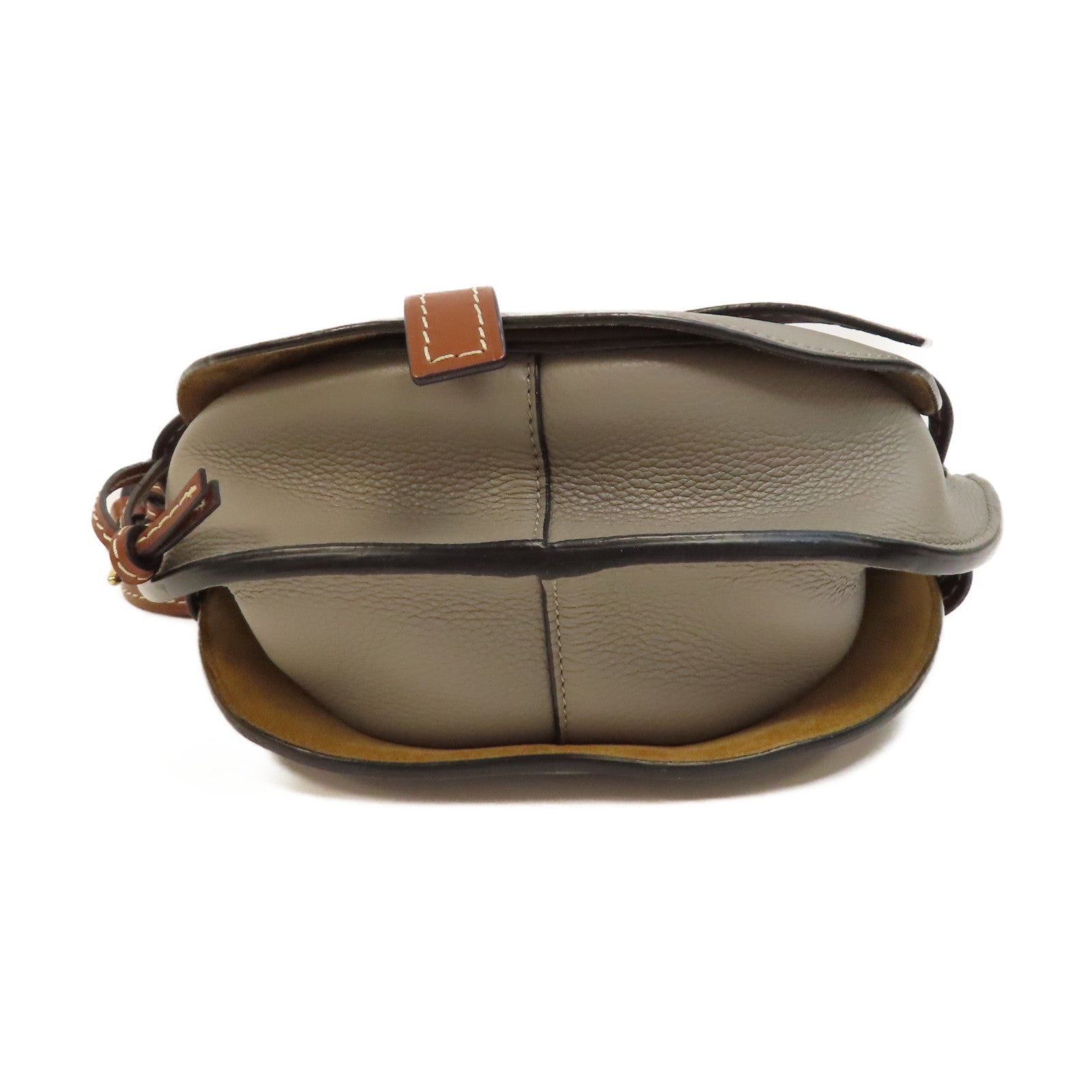 LOEWE 牛皮皮革Gate Small金扣肩背袋灰色