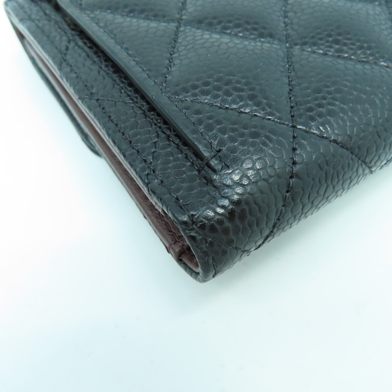 CHANEL 菱格Caviar皮革Wallet金扣錢包黑色