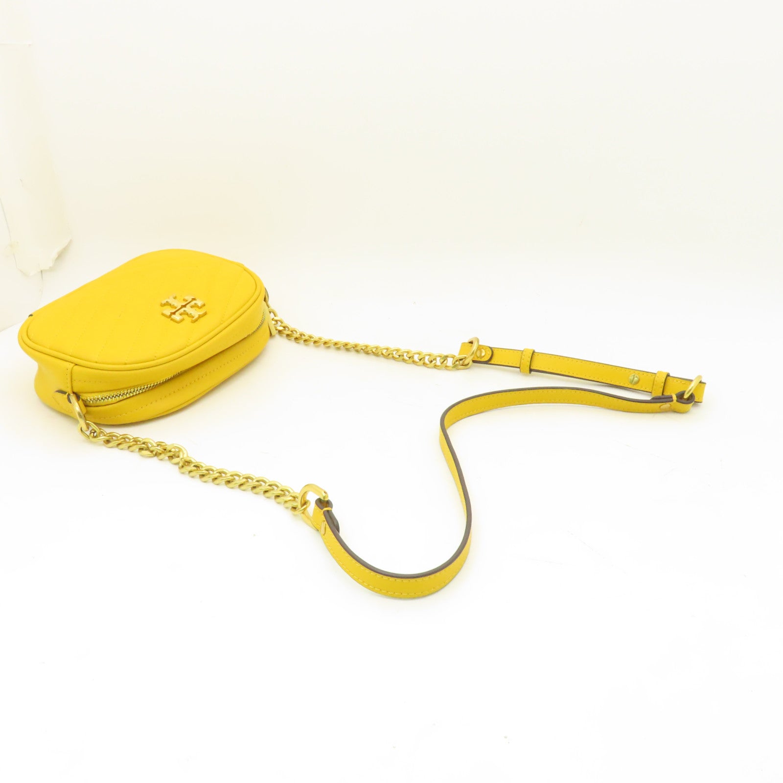 Tory Burch 【激減優惠】牛皮皮革Chain Shoulder Bag金扣鏈帶肩背袋黃色