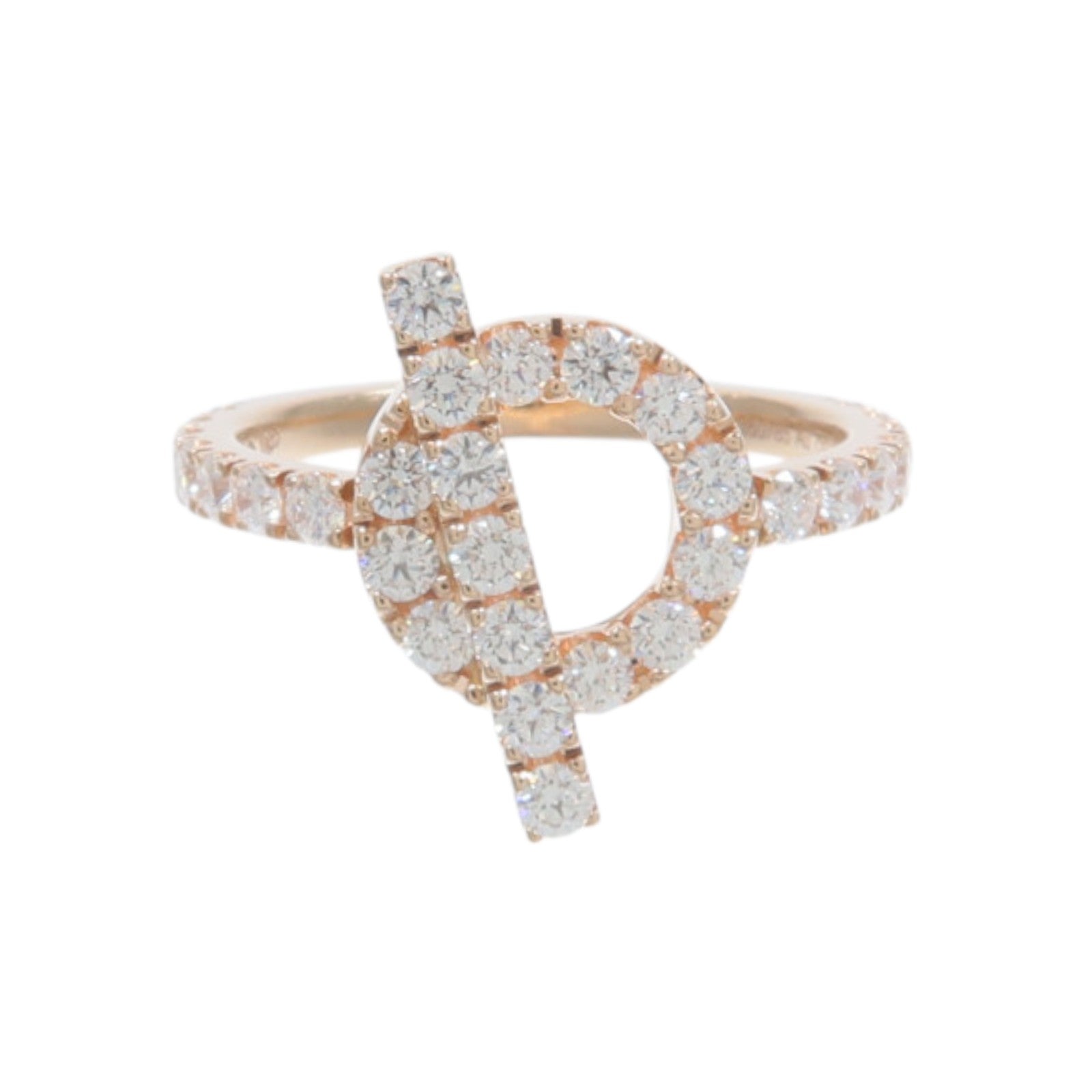 HERMES 18K玫瑰金Finesse Ring鑽石戒指