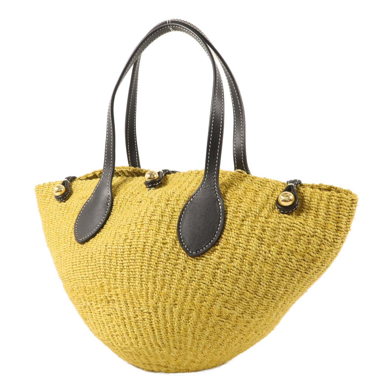 CELINE 龍葵麻/牛皮皮革Triomphe Beads Basket手挽肩背兩用袋