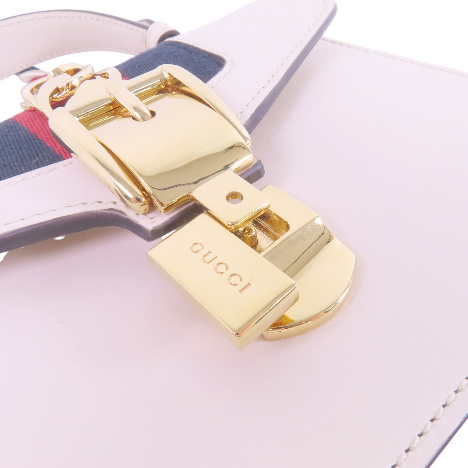 GUCCI GG GHW Sylvie Mini Handbag Shoulder Bag 470270 Calfskin Leather White