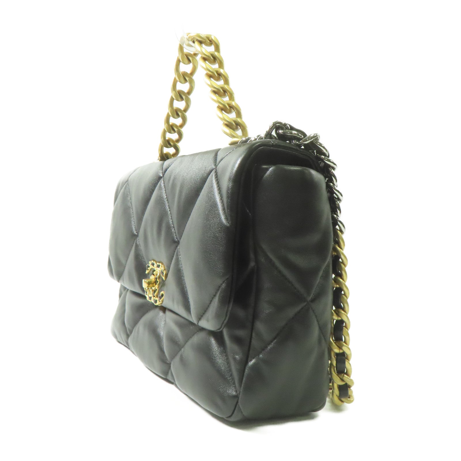 CHANEL 羊皮皮革Chanel 19手挽肩背兩用袋黑色