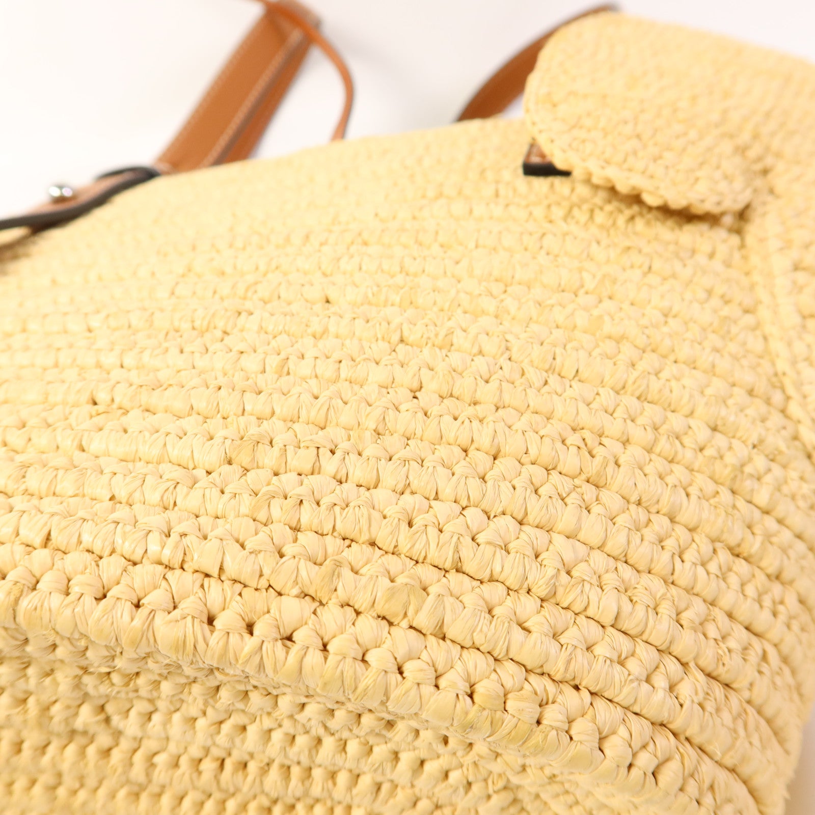 LOEWE 酒椰/牛皮皮革Small Elephant Basket Bag銀扣肩背袋/手挽袋