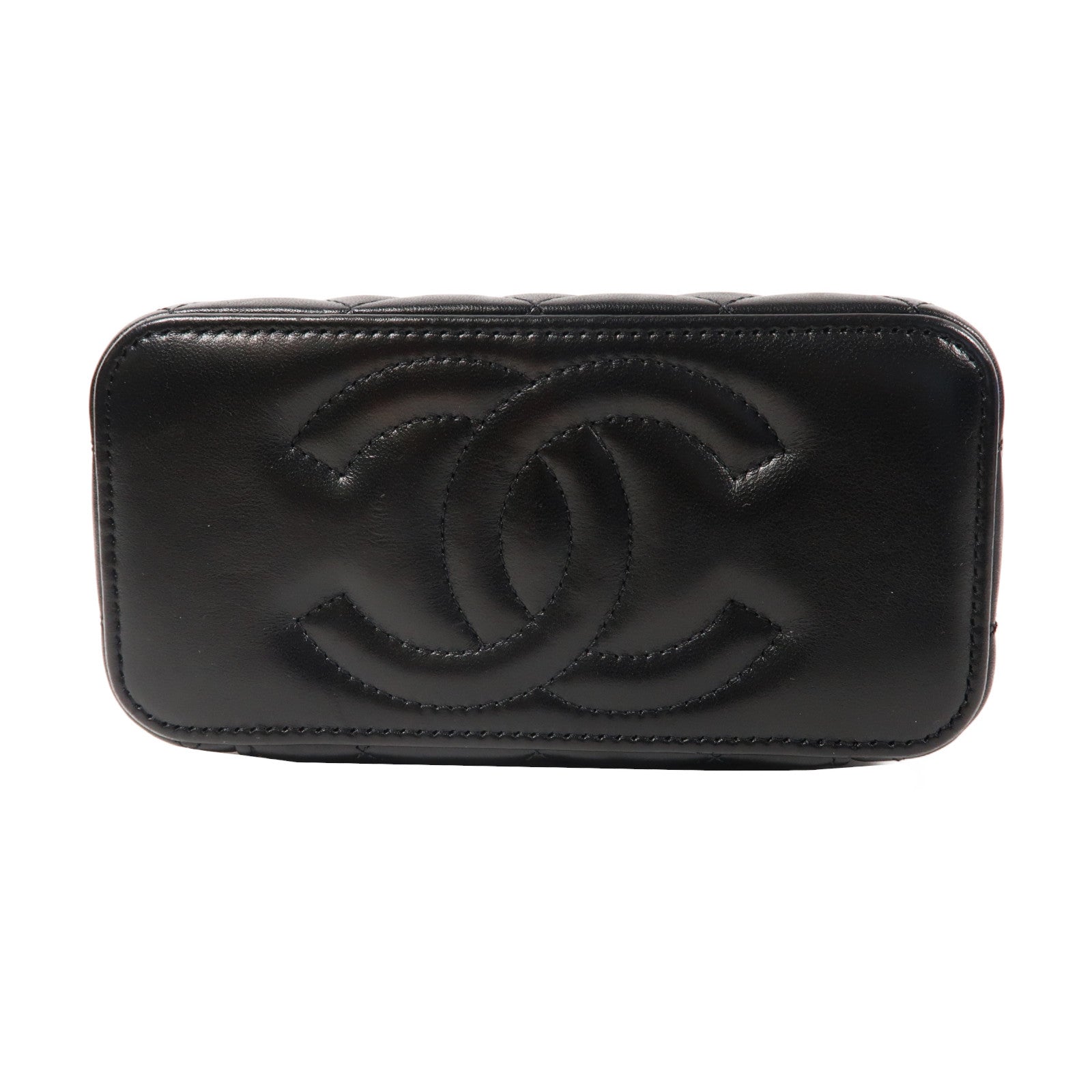 CHANEL 菱格羊皮皮革Chain Shoulder金扣鏈帶肩背袋黑色