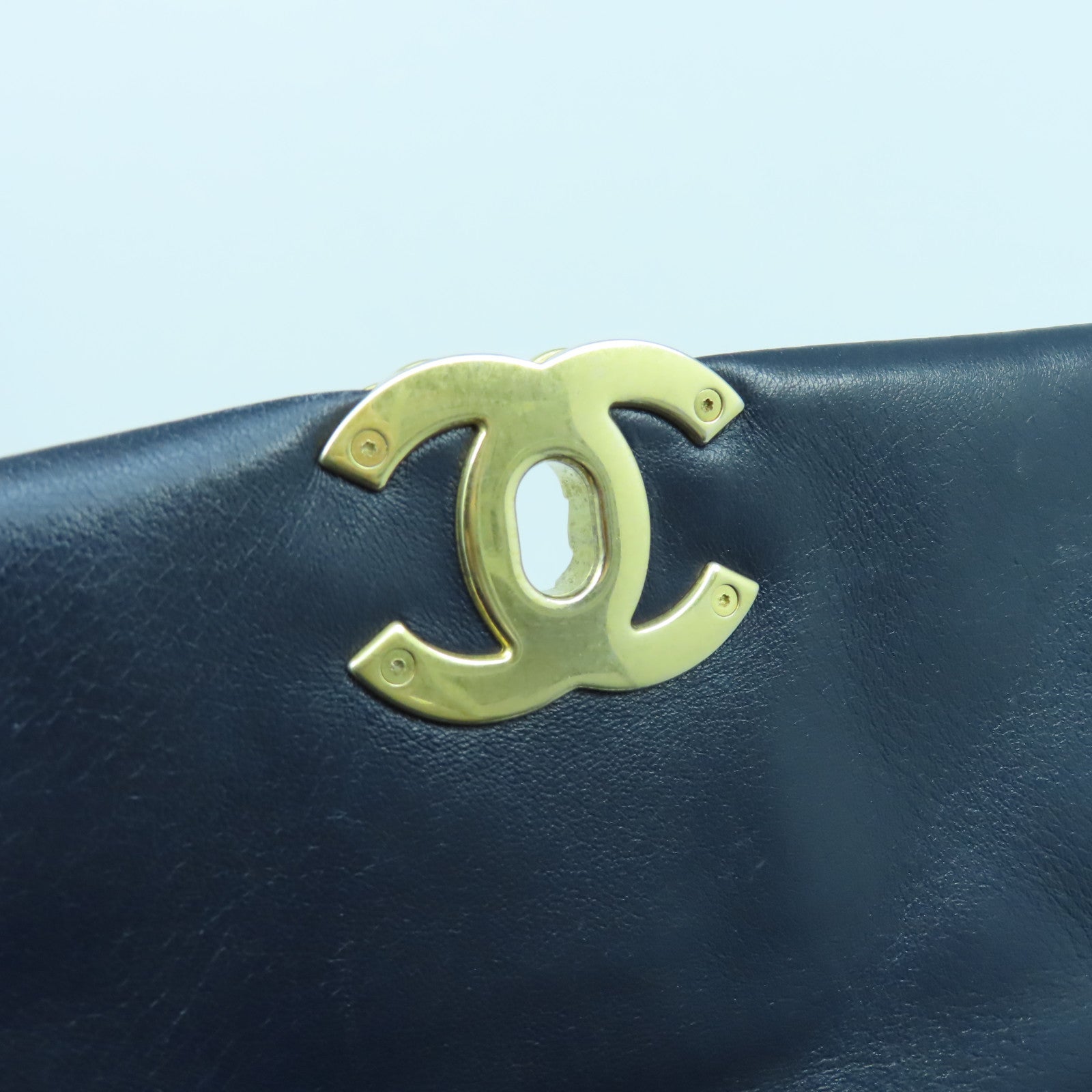 CHANEL 菱格羊皮皮革Chanel 19 Small金扣手挽肩背兩用袋深藍色