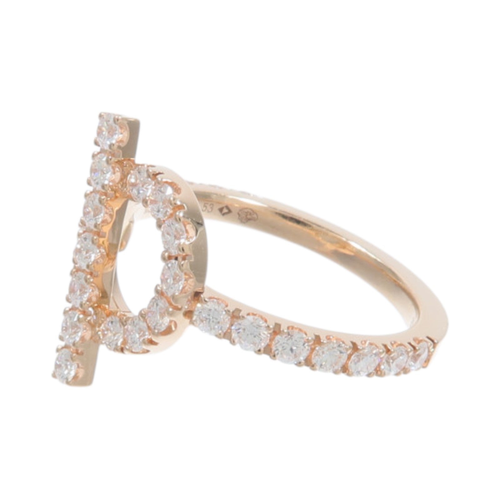 HERMES 18K玫瑰金Finesse Ring鑽石戒指