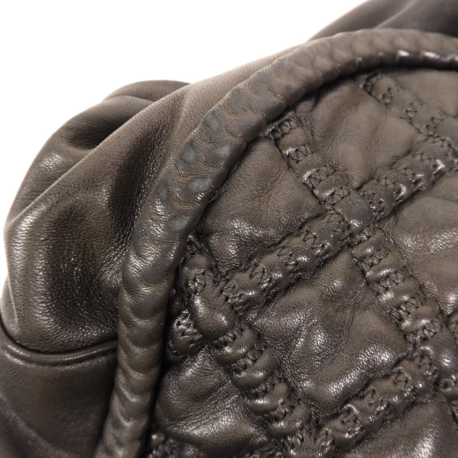 CHANEL 羊皮皮革Boston Bag銀扣手挽袋