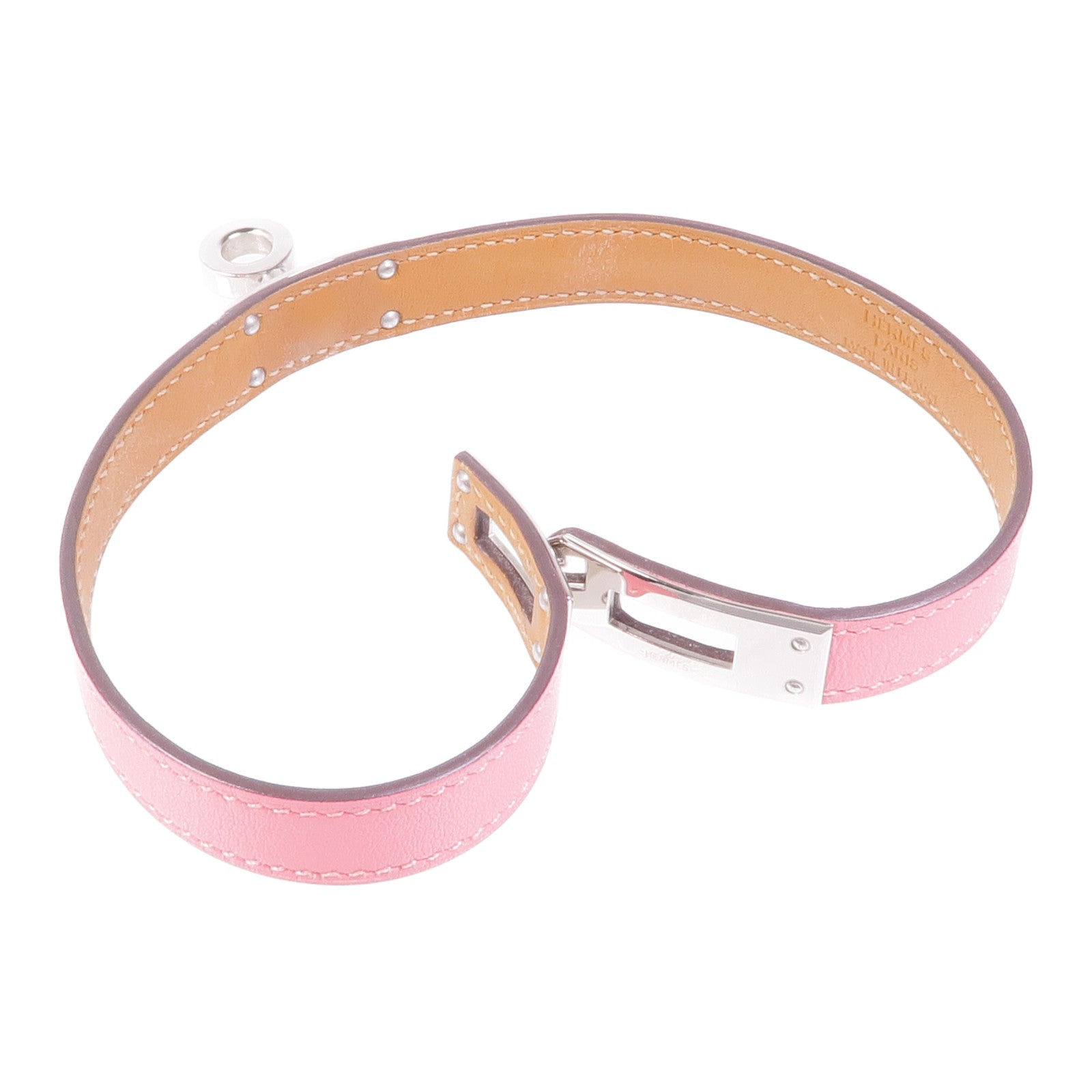 HERMES Swift皮革Kelly Double Tour Bracelet銀扣手帶