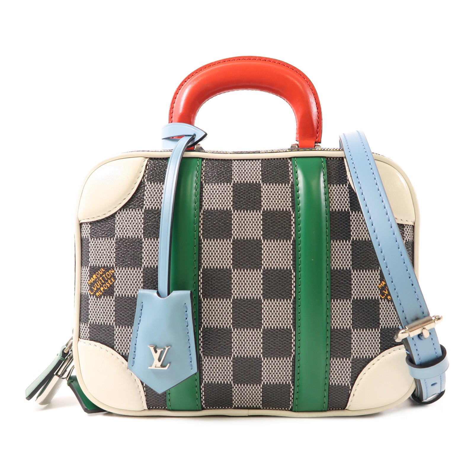 LOUIS VUITTON Damier Valisette BB銀扣手挽肩背兩用袋