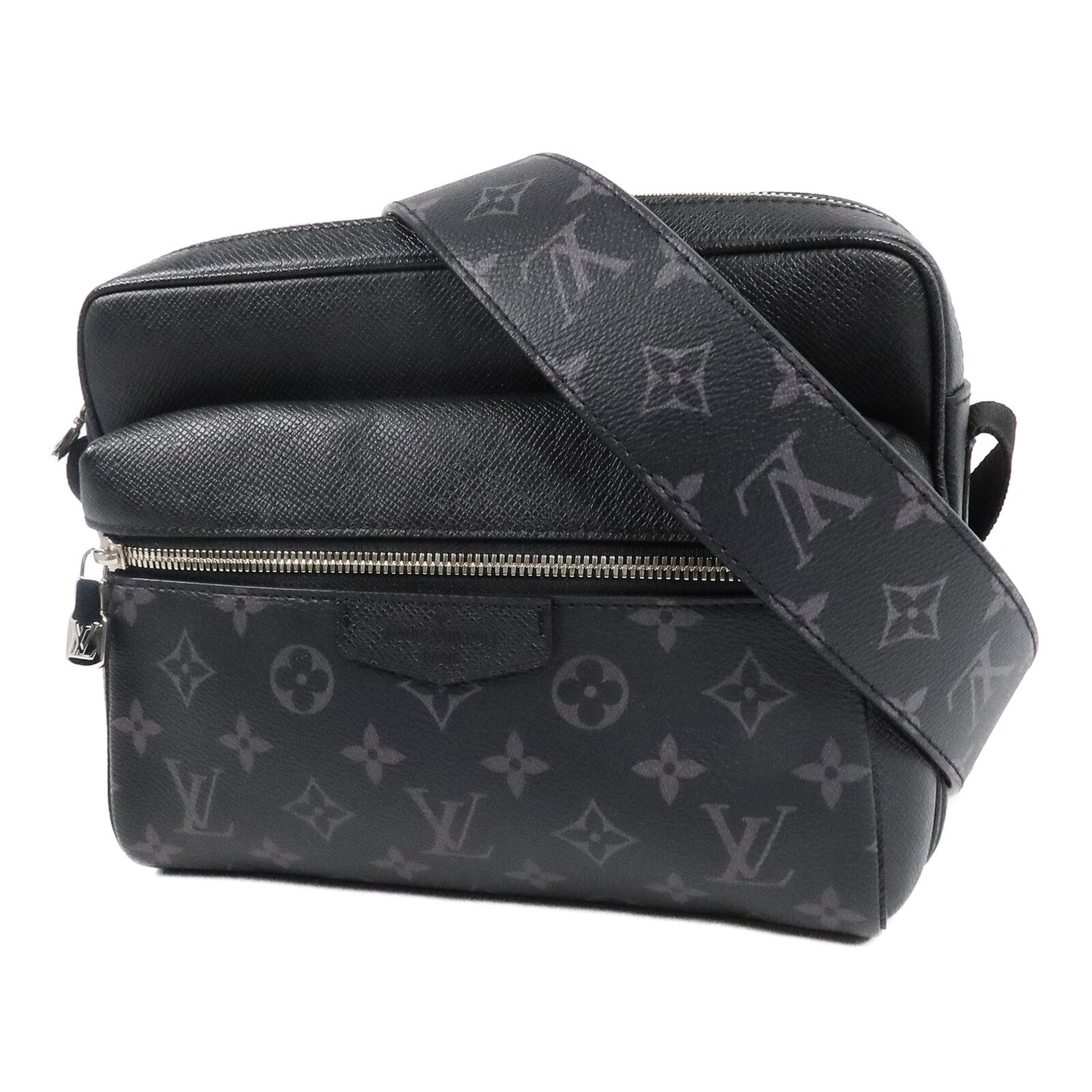 LOUIS VUITTON Monogram Eclipse/Taiga Outdoor Messenger銀扣肩背袋