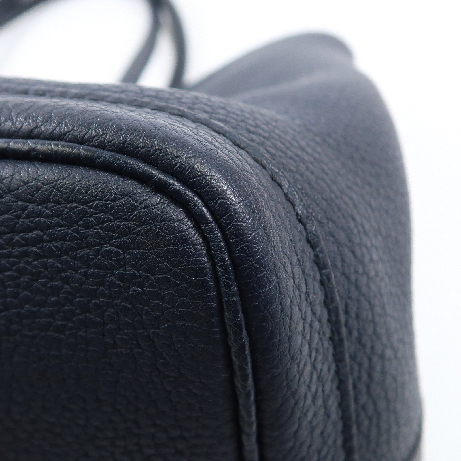 HERMES Negonda皮革Garden Party PM銀扣手挽袋Bleu Indigo