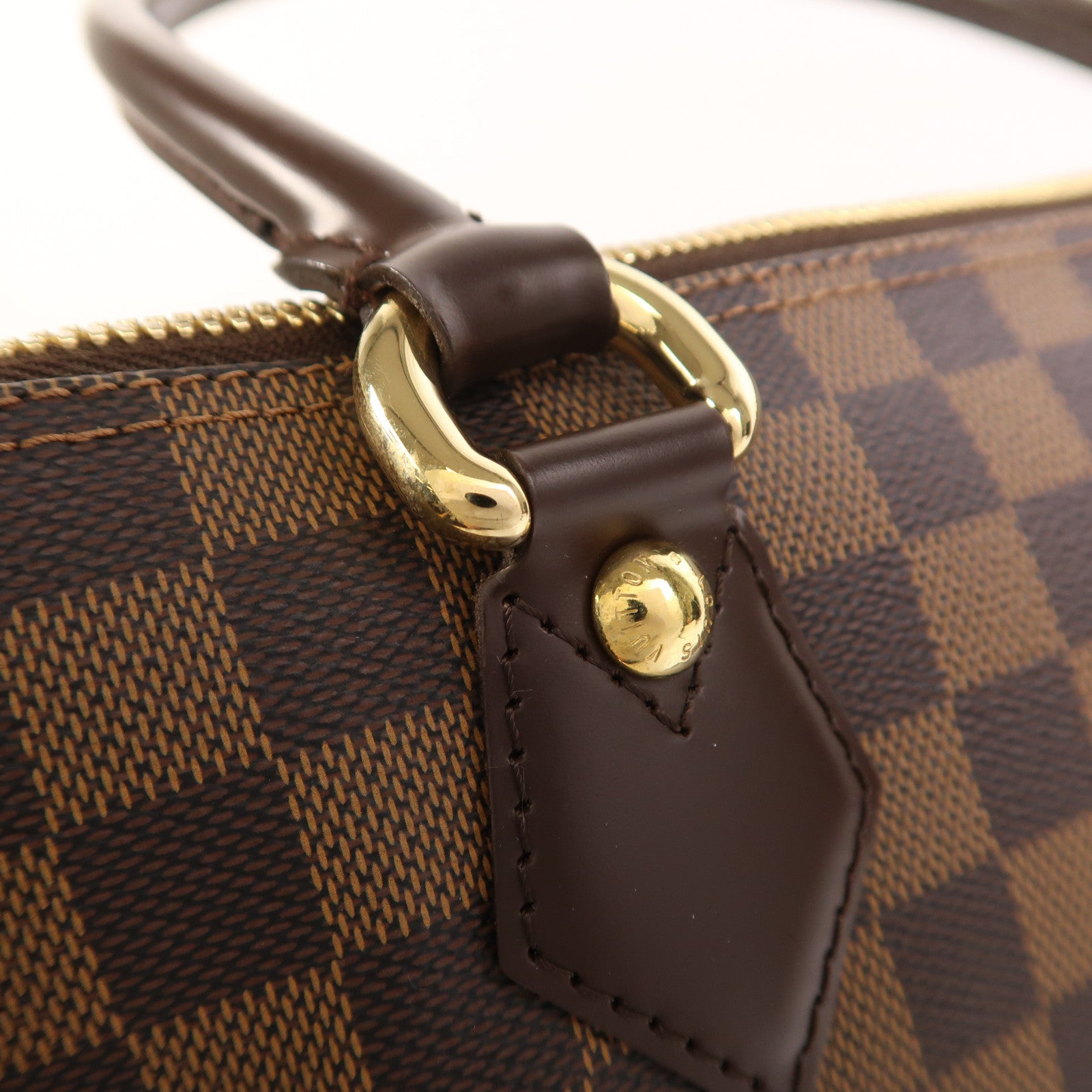 LOUIS VUITTON Damier Saleya MM金扣肩背袋/手挽袋棕色