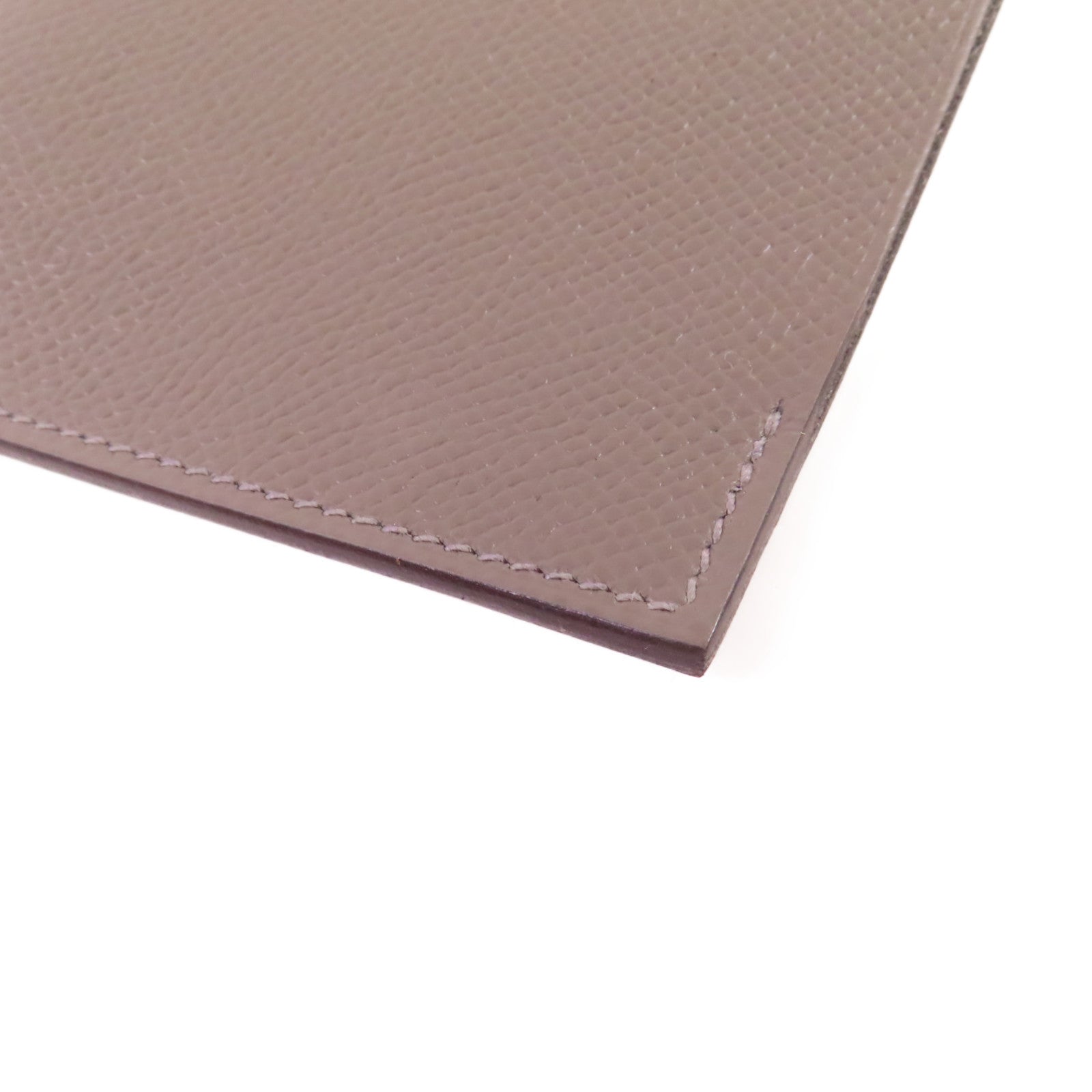 HERMES Clemence皮革Passport Holder銀扣護照套Etain錫灰色