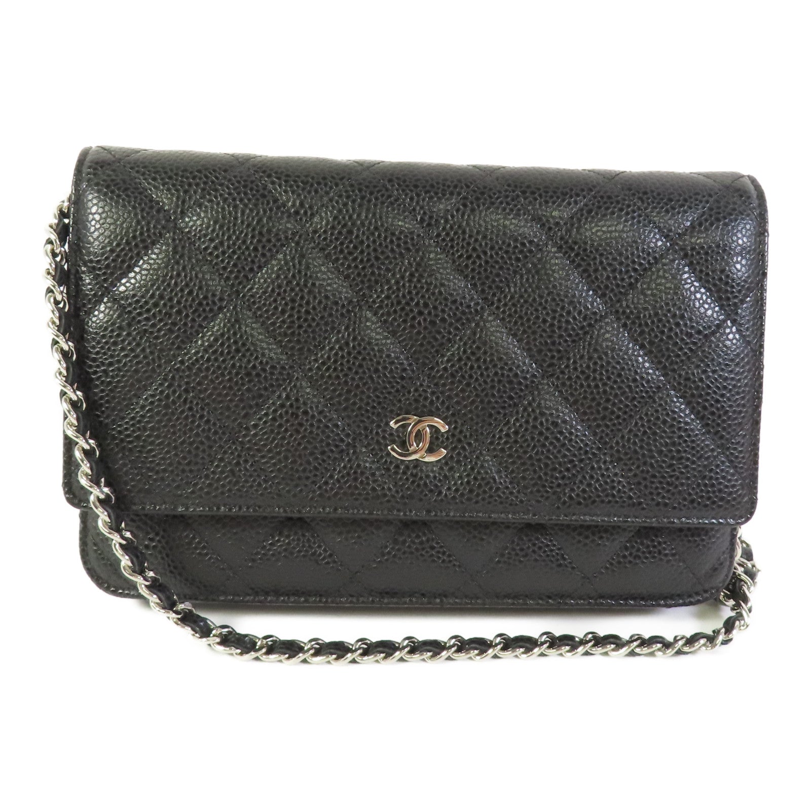 CHANEL CC WOC Wallet On Chain Shoulder Bag Calfskin Leather Black