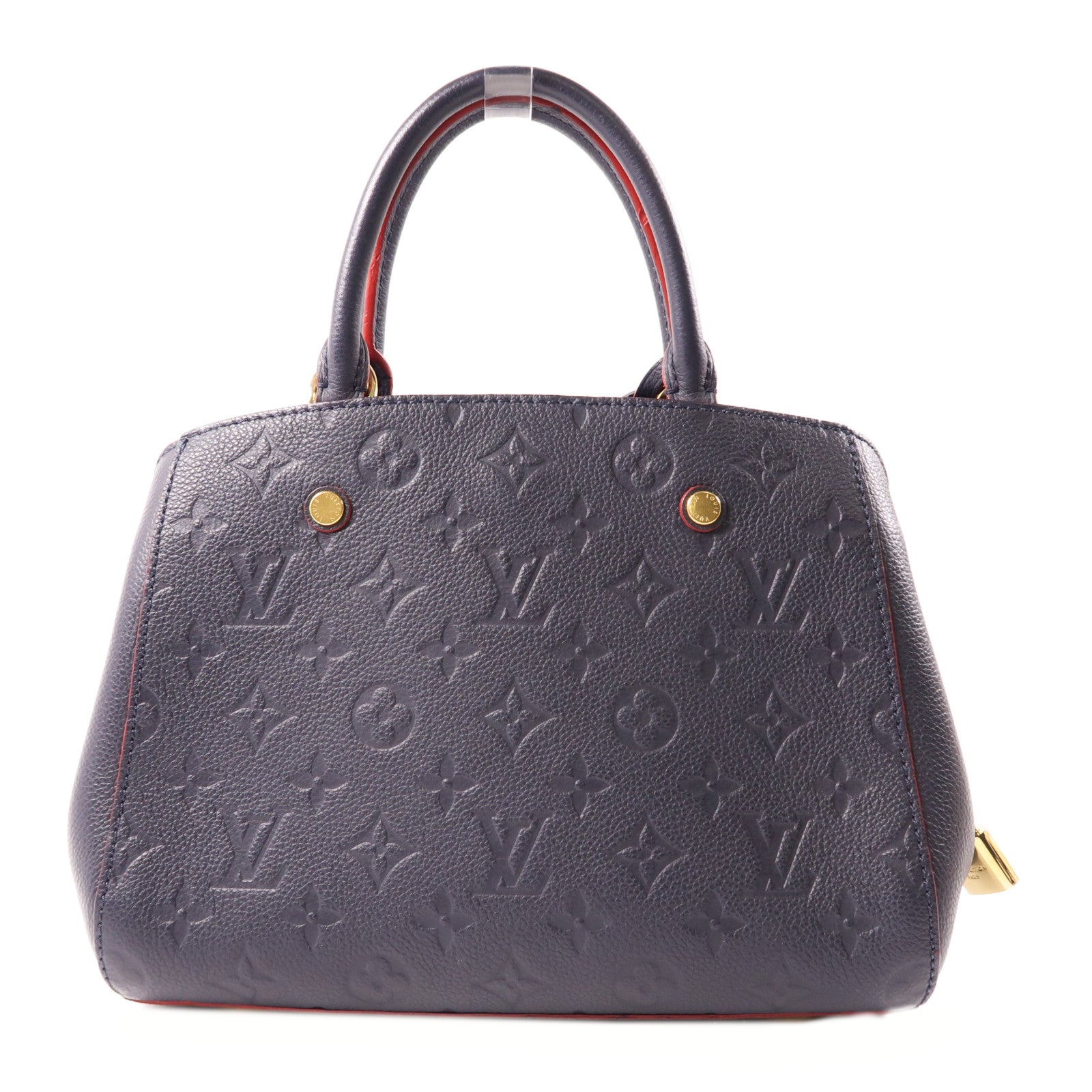 LOUIS VUITTON Monogram Empreinte Montaigne BB金扣手挽肩背兩用袋深藍色