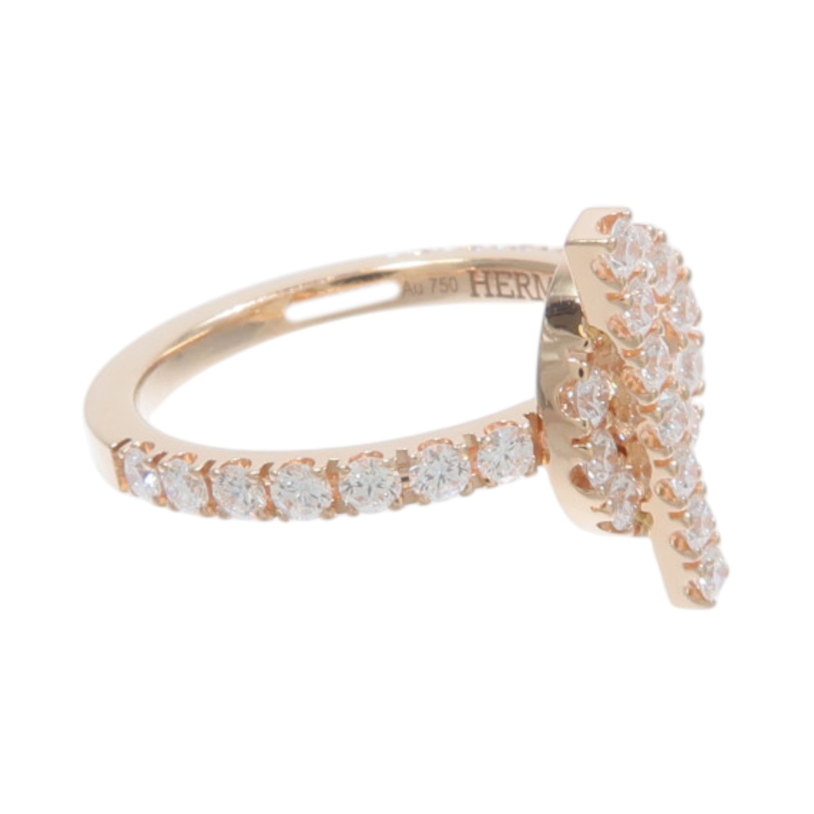 HERMES 18K玫瑰金Finesse Ring鑽石戒指