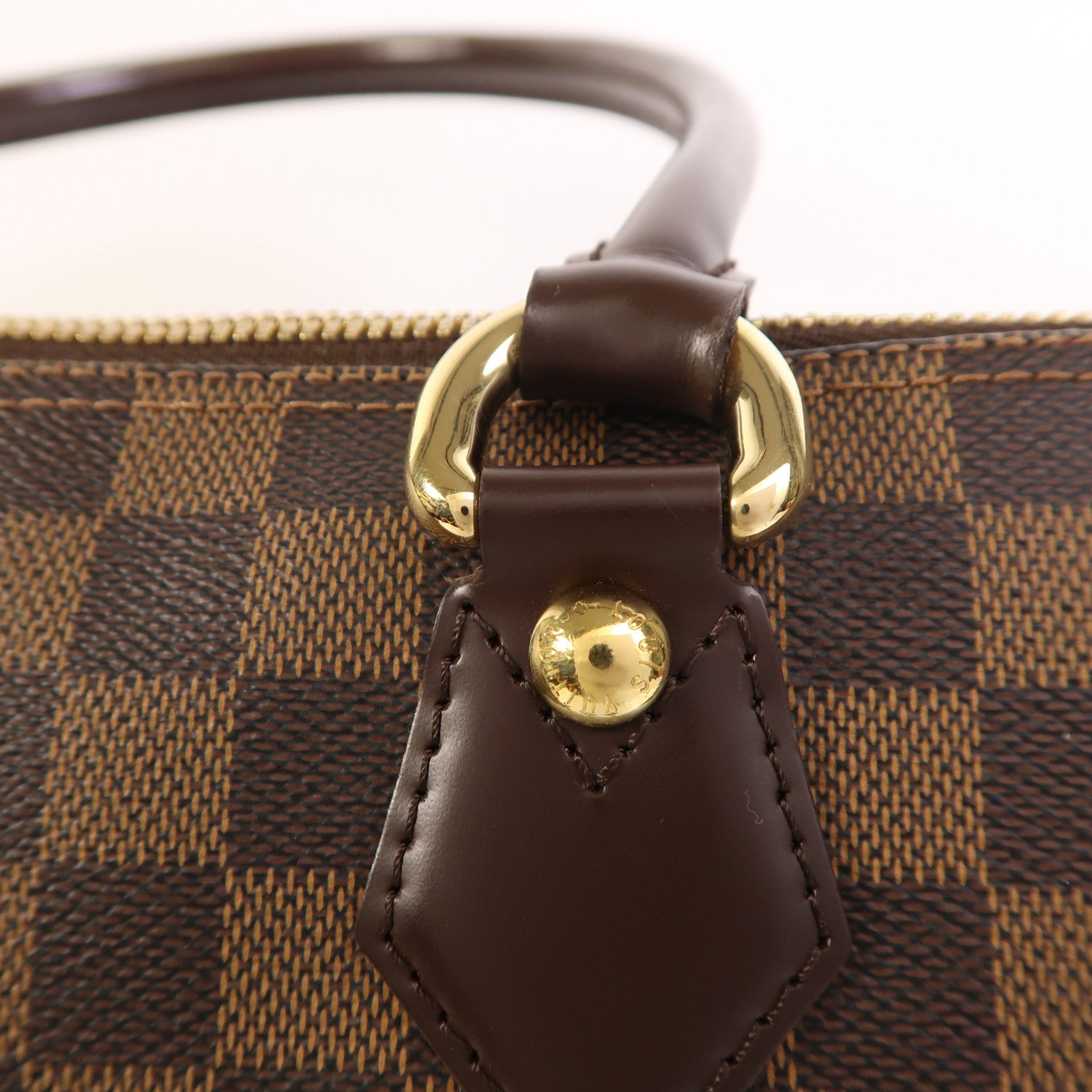LOUIS VUITTON Damier Saleya MM金扣肩背袋/手挽袋棕色