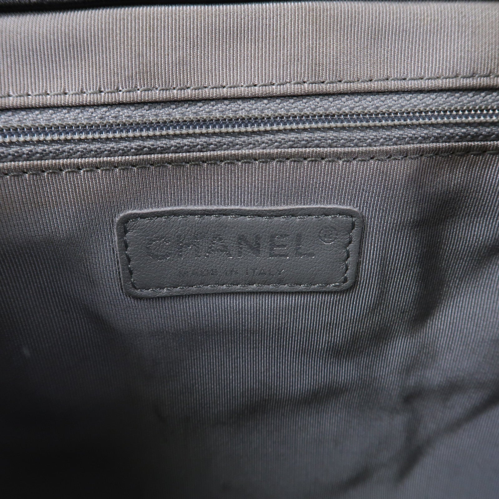 CHANEL 菱格牛皮皮革Chain Shoulder Bag銀扣鏈帶肩背袋黑色