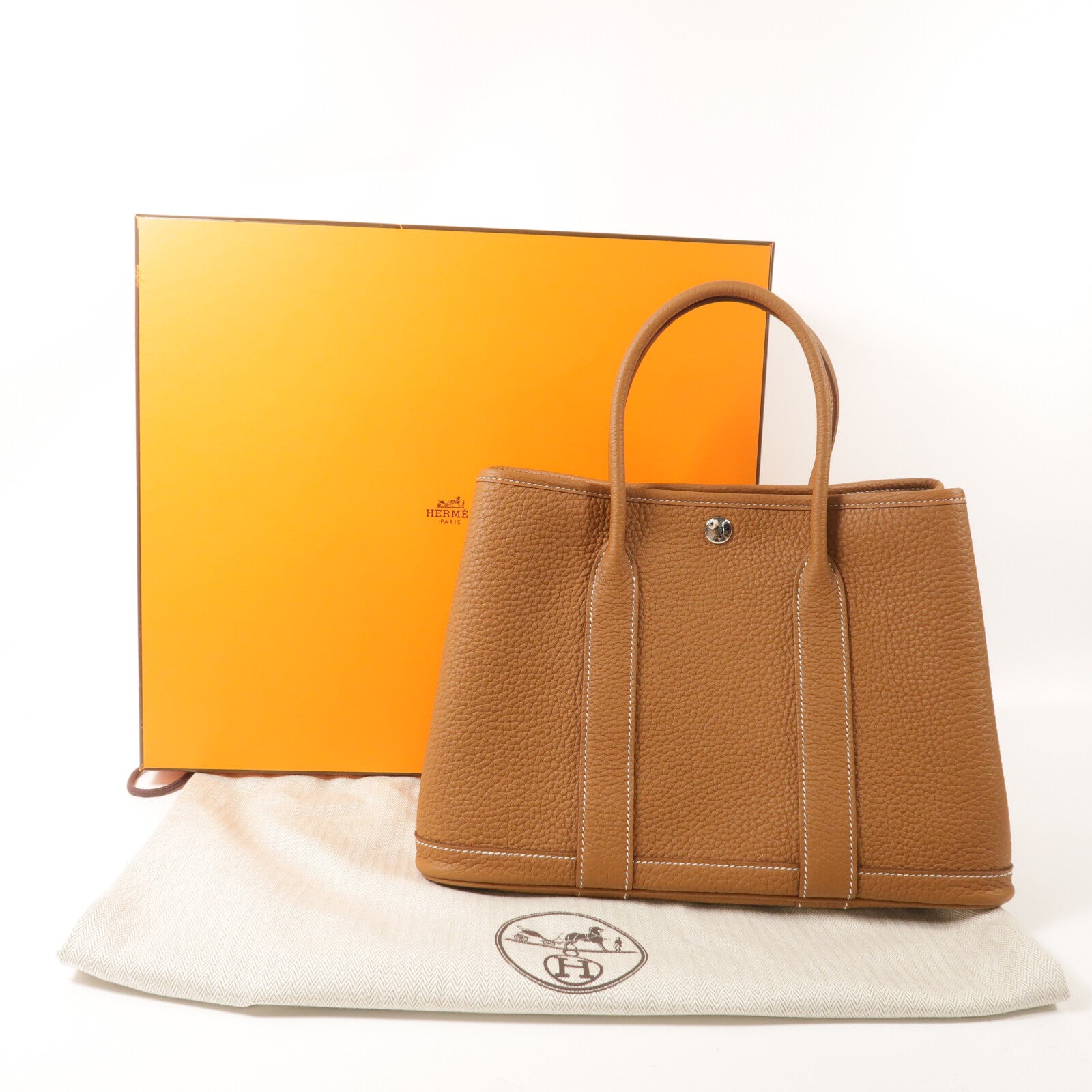 HERMES Negonda皮革Garden Party TPM銀扣手挽袋