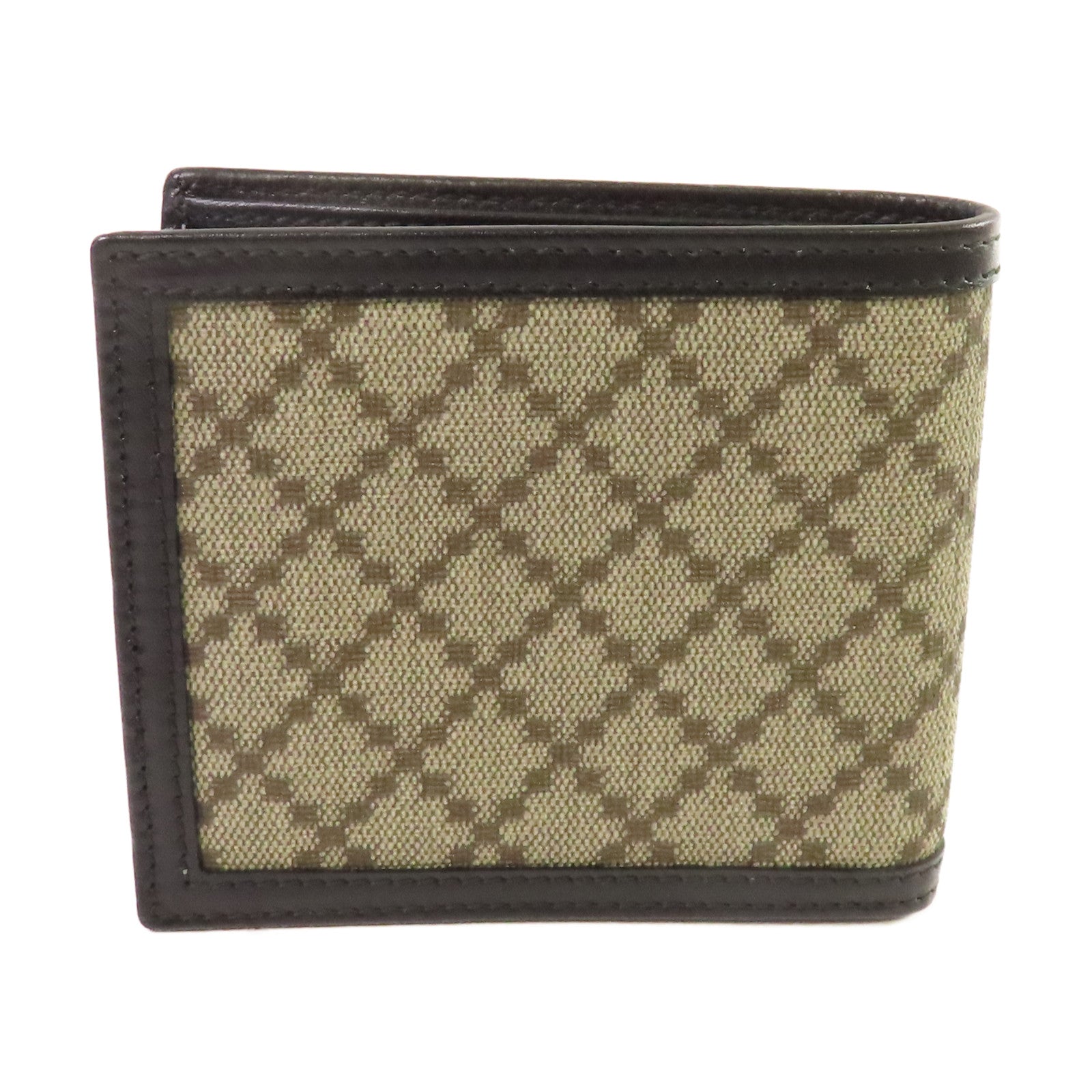 GUCCI 【激減優惠】牛皮皮革/帆布Diamante Bifold Short Wallet短錢包啡色