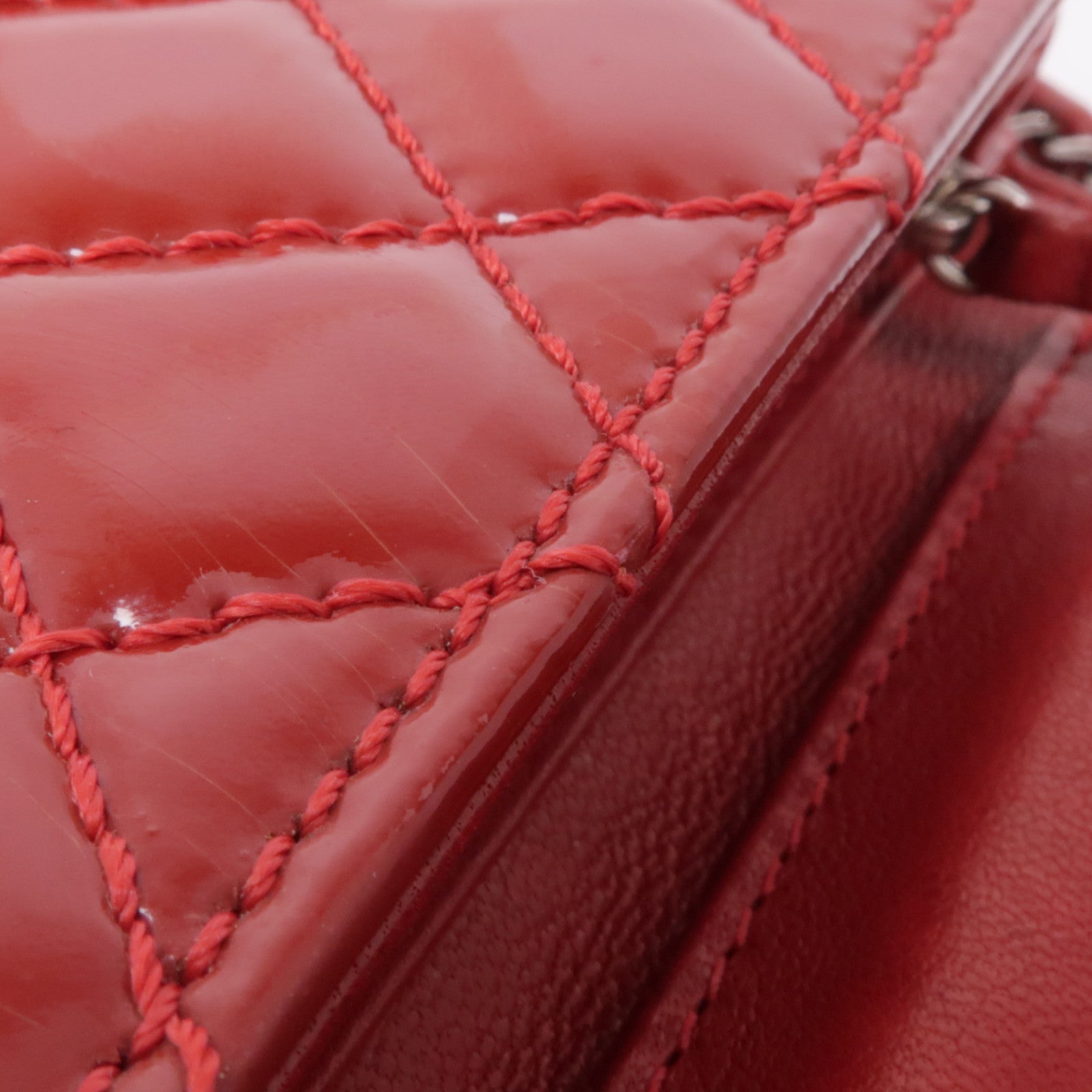 CHANEL 漆皮皮革Chain Shoulder Bag銀扣鏈帶肩背袋