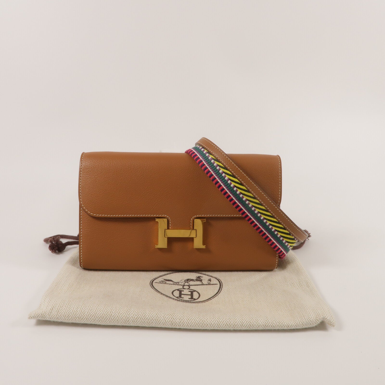 HERMES Evercolor皮革Constance To Go肩背袋Gold